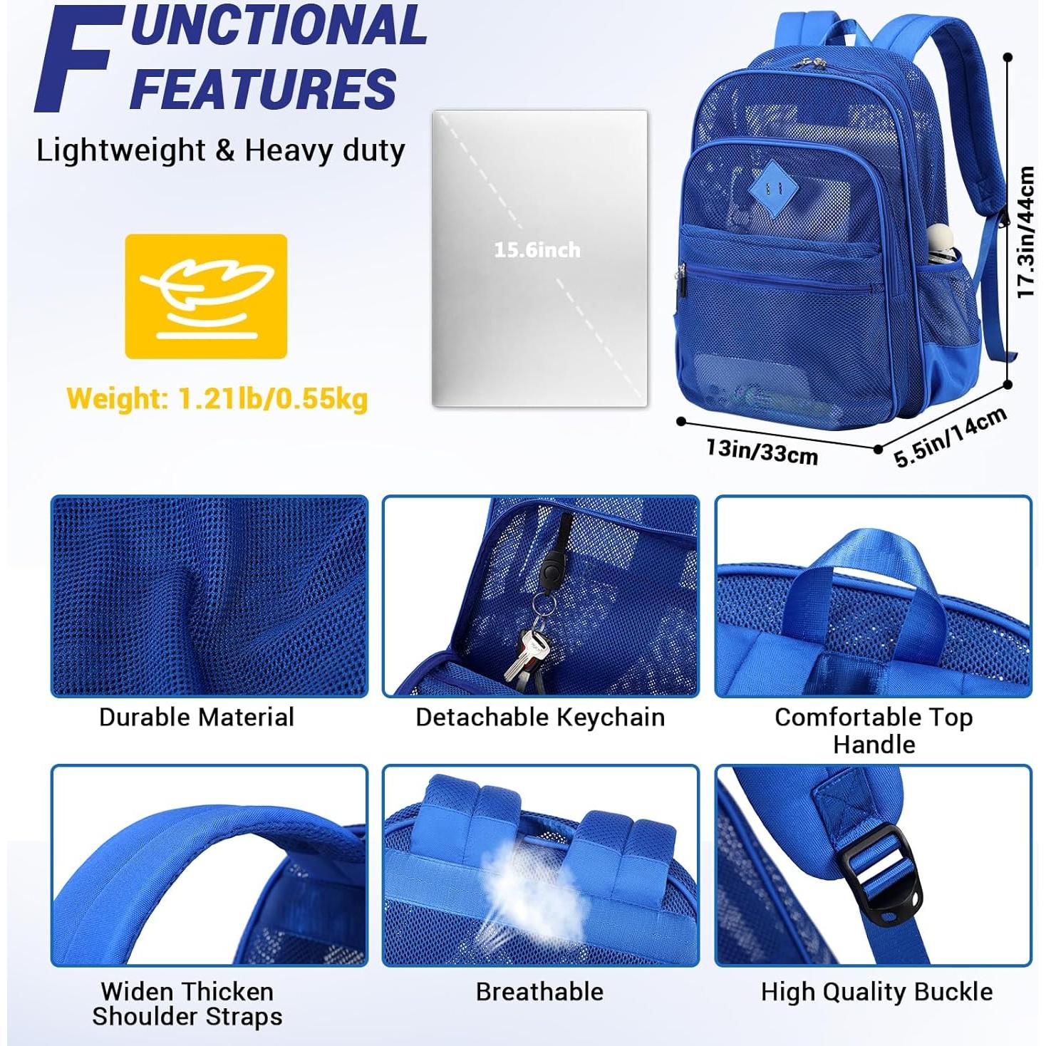 Mochila de Malla Resistente MOONBABY Azul 33x14x44cm