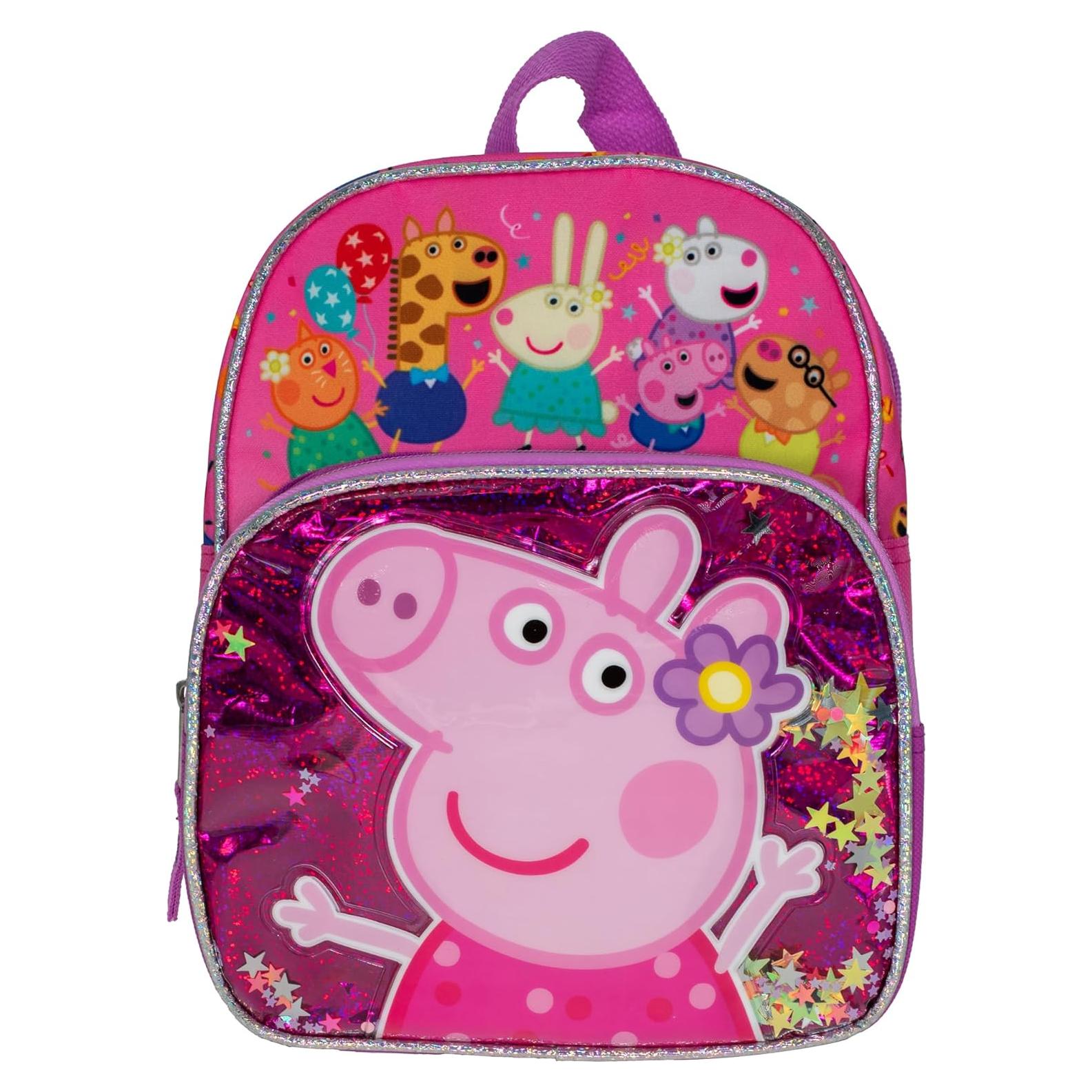 Peppa Pig 10” Mini Backpack, Girls Mini Travel Bag Featuring Floating Shaker Confetti, Pink