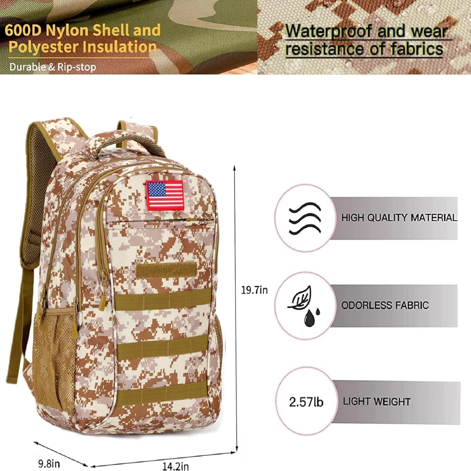 Boys Backpack for School,Military Teen Boys Backpack with USB Charging Pot,Camo Backpack Men 40L