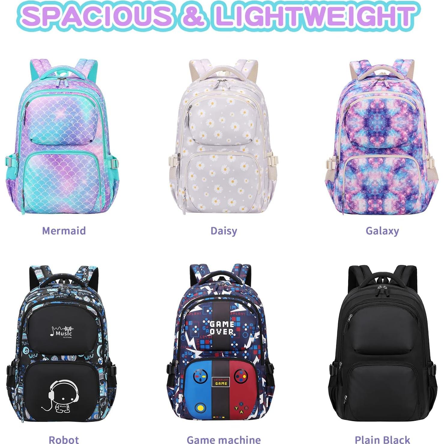 Mochila Escolar ASKSKY Sirena Verde con Estuche 45x20x33cm