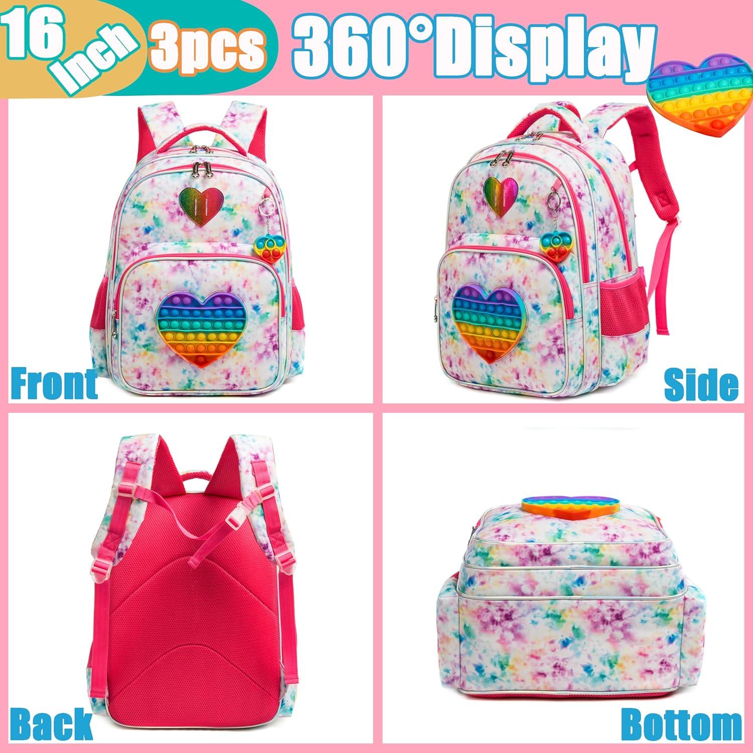 Mochila Escolar Niñas 4 en 1 con Lonchera y Estuche - 42x30x19cm