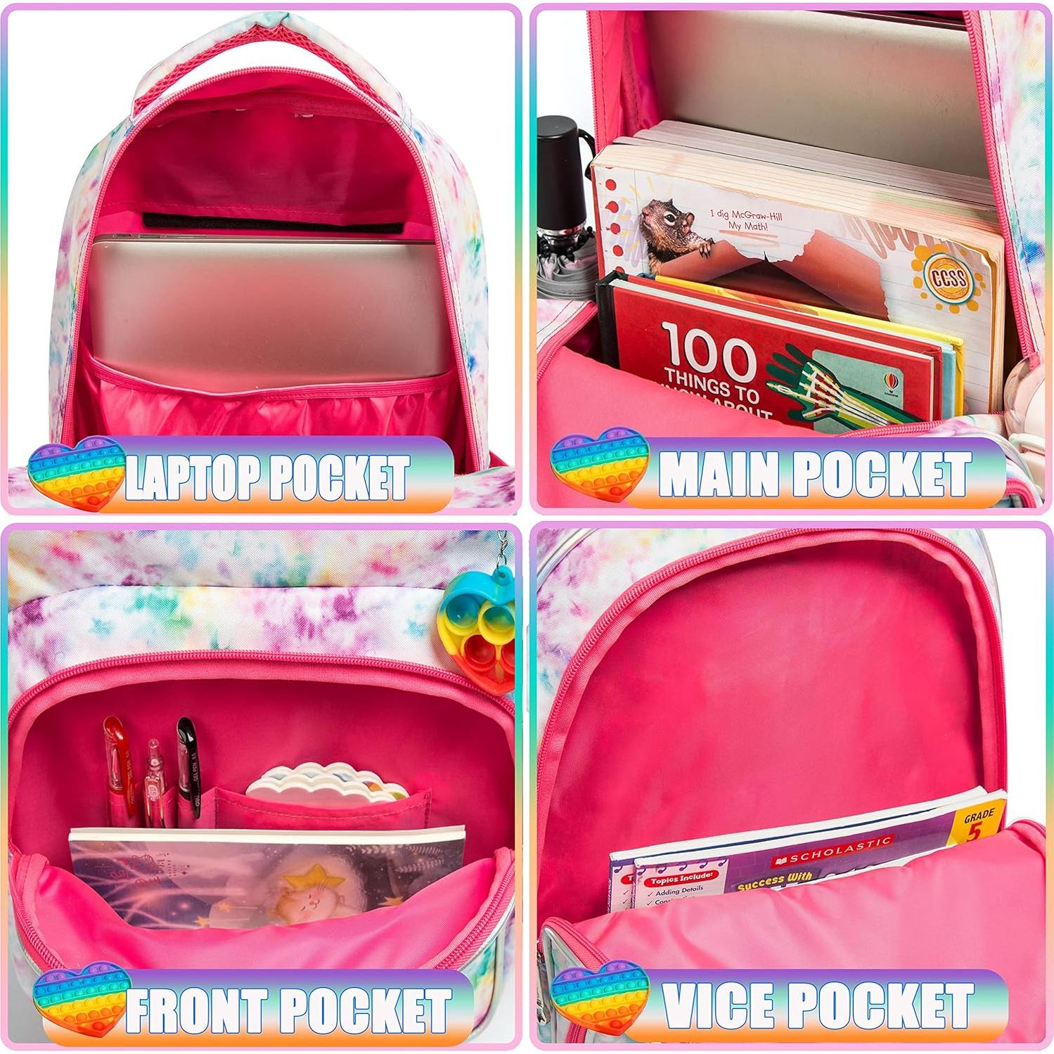Mochila Escolar Niñas 4 en 1 con Lonchera y Estuche - 42x30x19cm