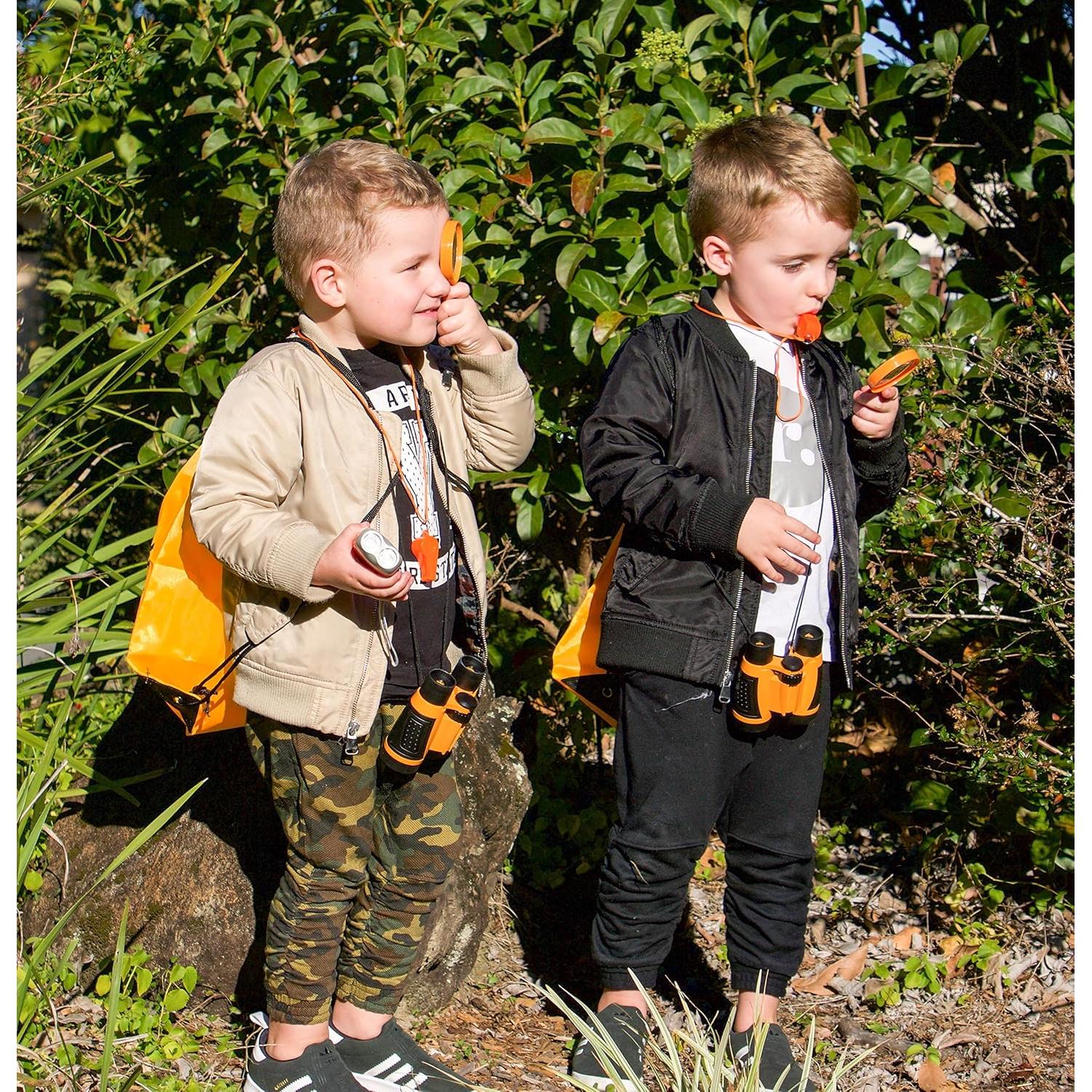 Kit de Exploración al Aire Libre Adventure Kidz - Binoculares, Linterna, Brújula, Lupa, Mochila