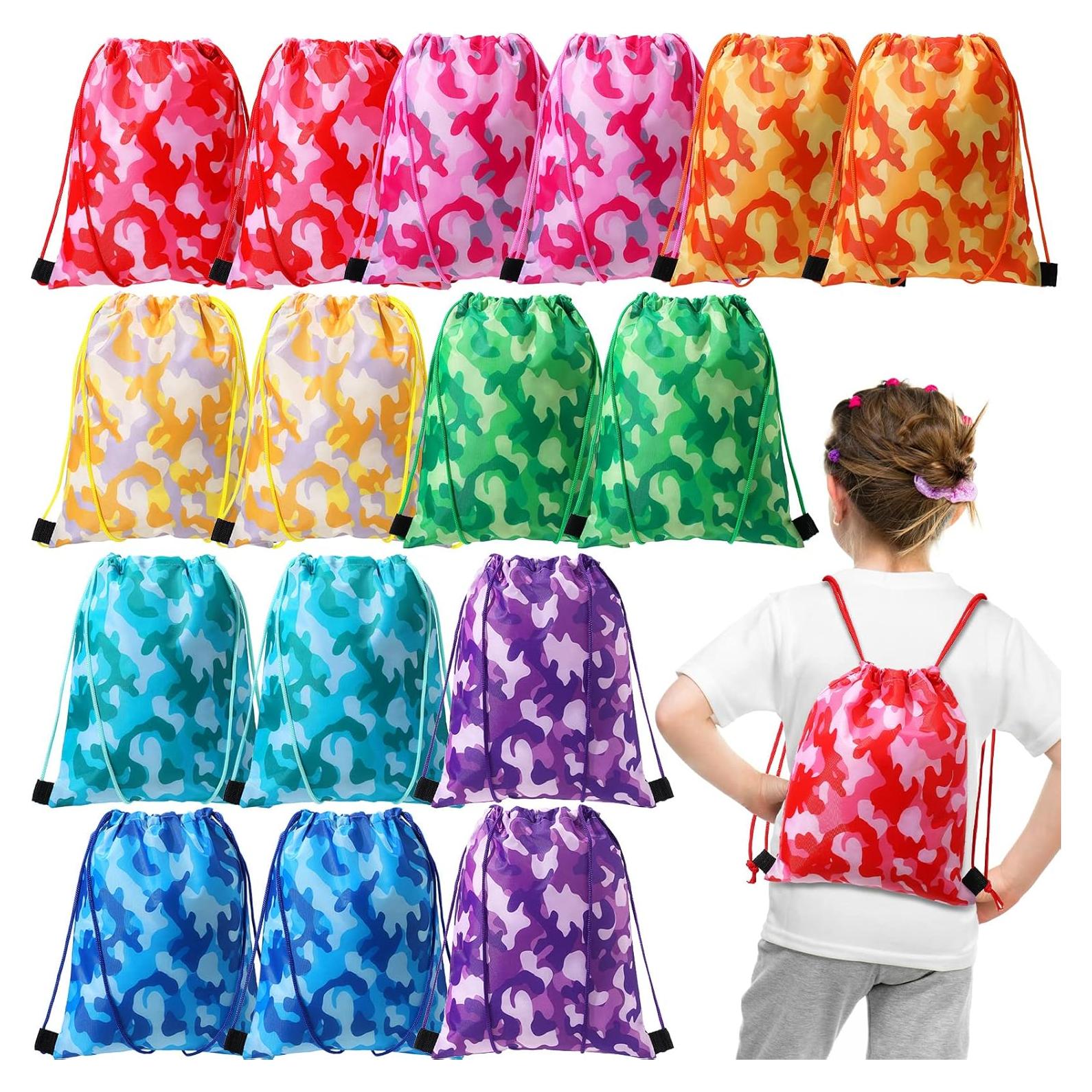 16 Bolsas de Cuerda Camuflaje Weewooday para Niños 25x30cm