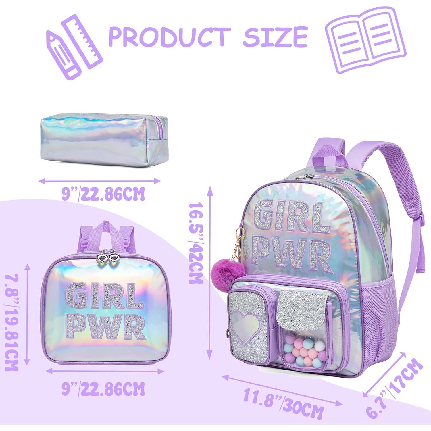 Mochila Escolar para Niñas Meetbelify con Caja de Almuerzo