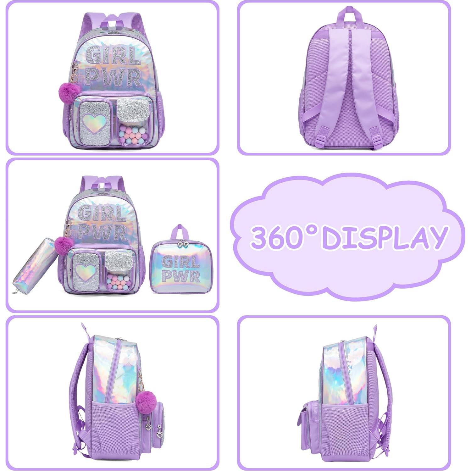 Mochila Escolar para Niñas Meetbelify con Caja de Almuerzo