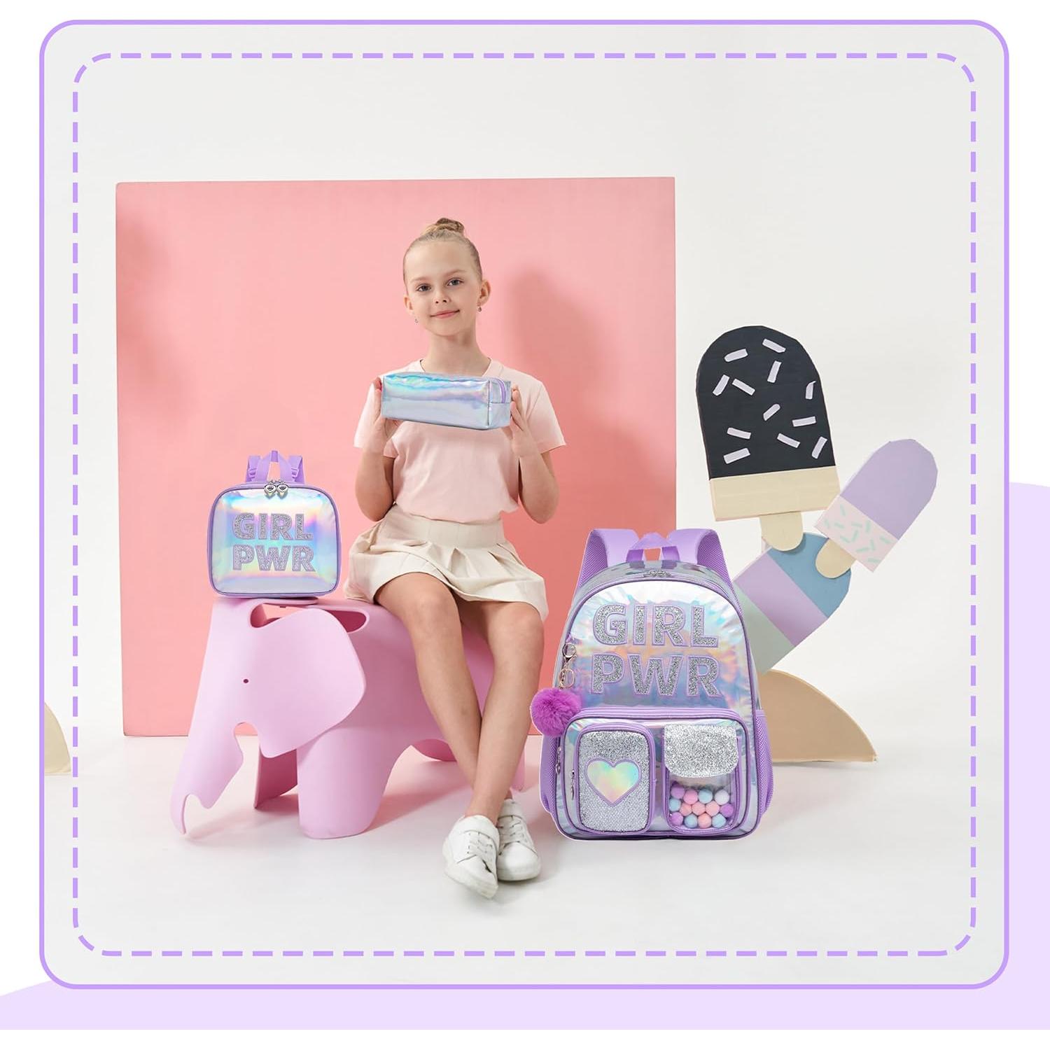 Mochila Escolar para Niñas Meetbelify con Caja de Almuerzo