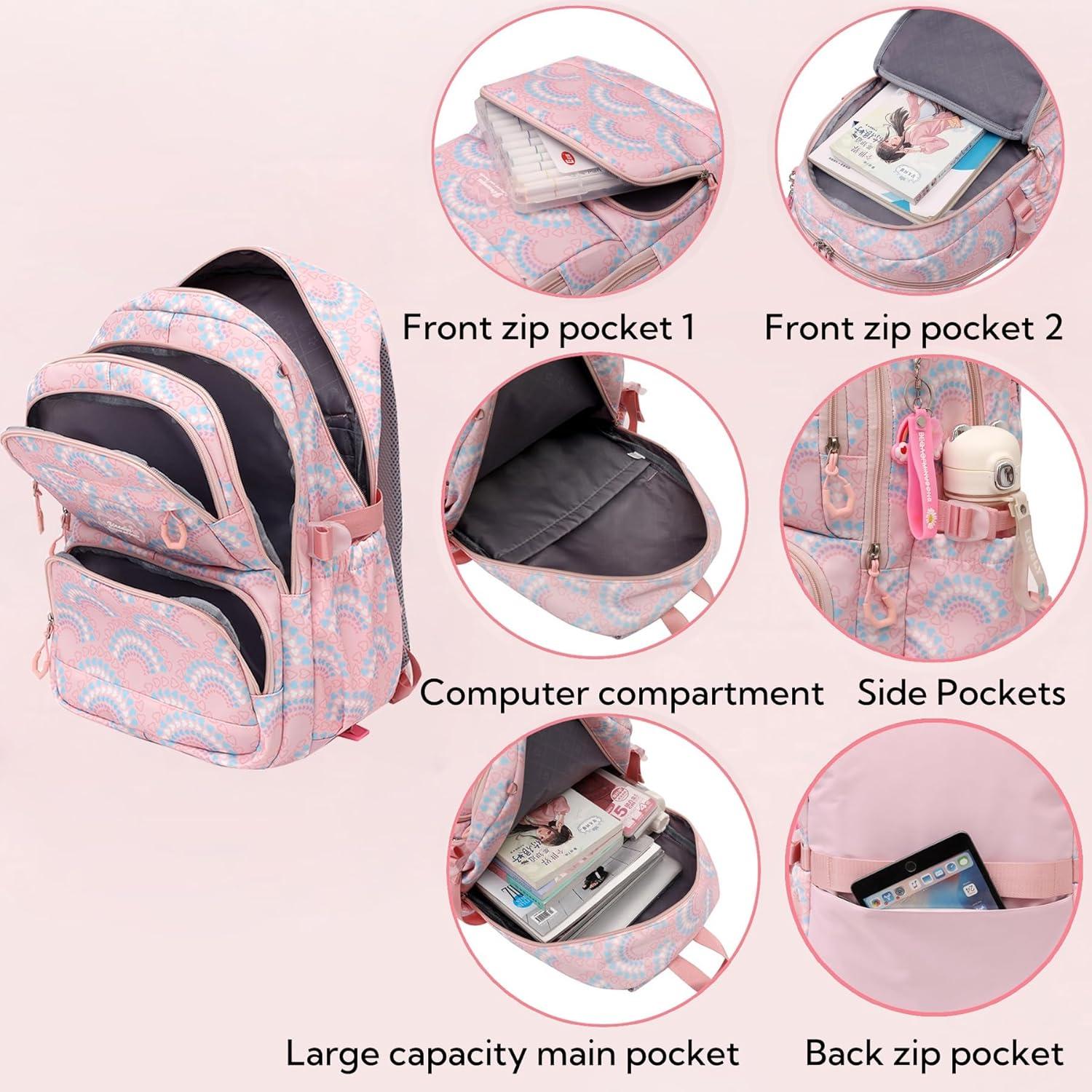 Mochila Escolar Niña Mfikaryi con Caja Almuerzo y Estuche