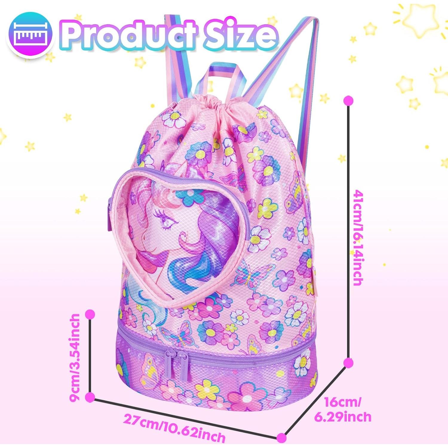 Mochila de cordón para niñas Unicornio impermeable 10L