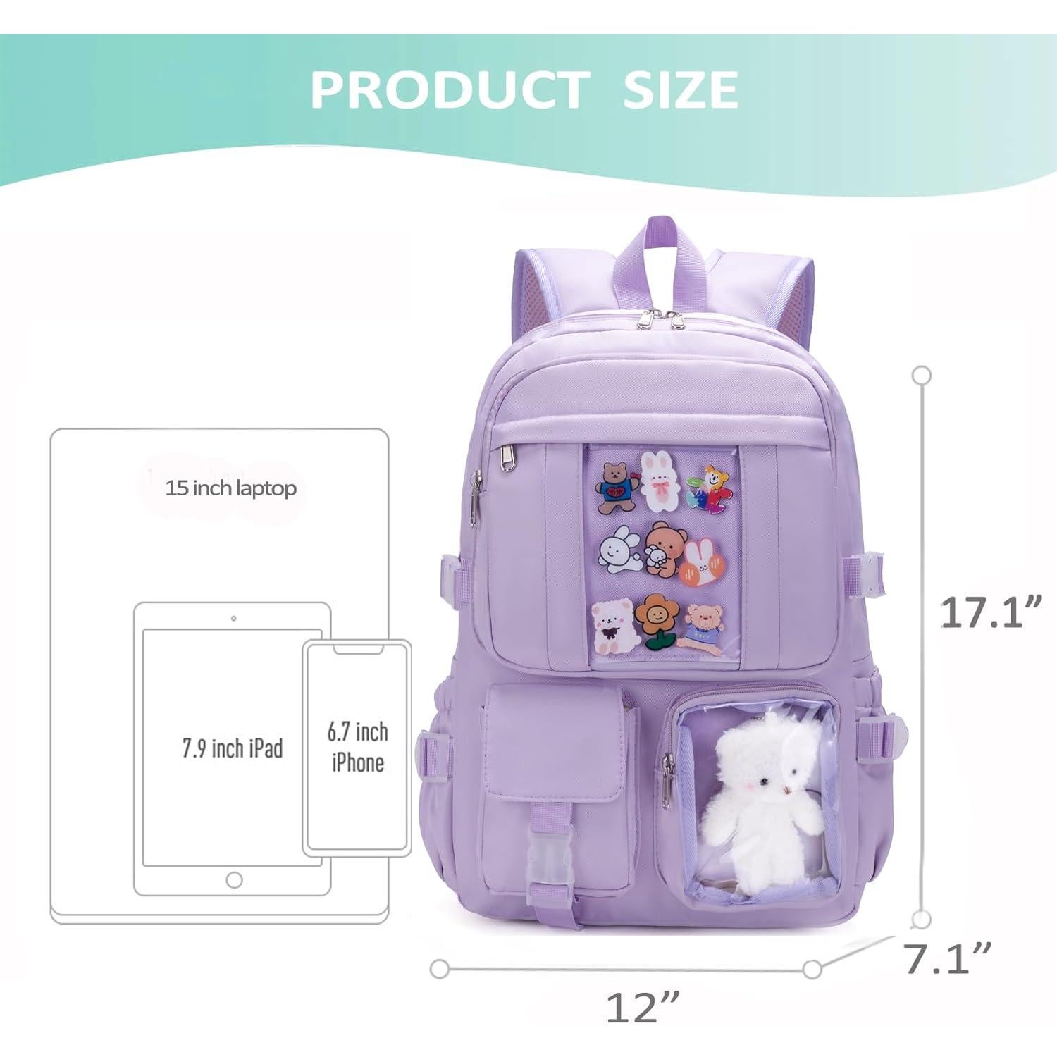 Mochila Kawaii PRLINJSK para Chicas Adolescentes 30.7x16.8x44.5cm