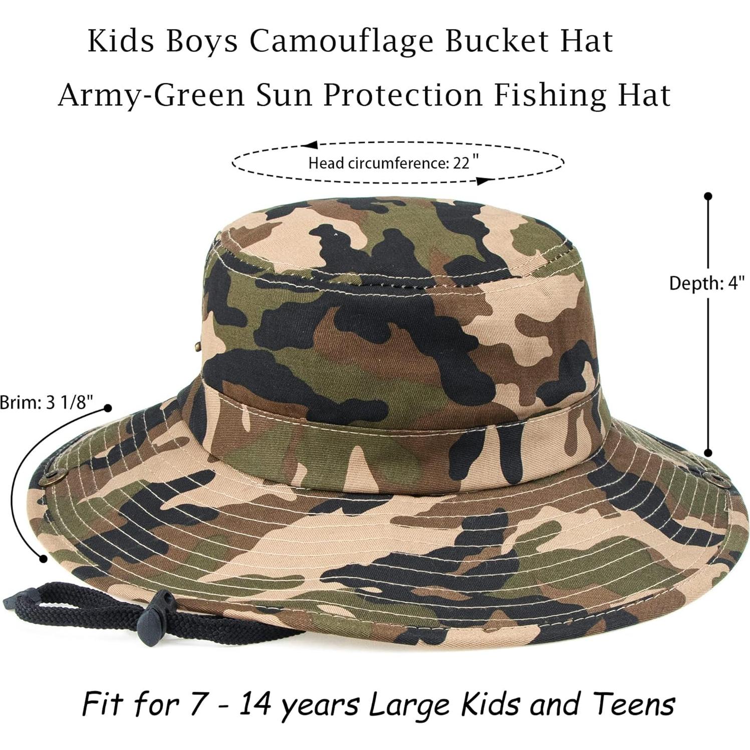 Sombrero de Cubo Camuflaje Niños 7-14 Años Protección Solar