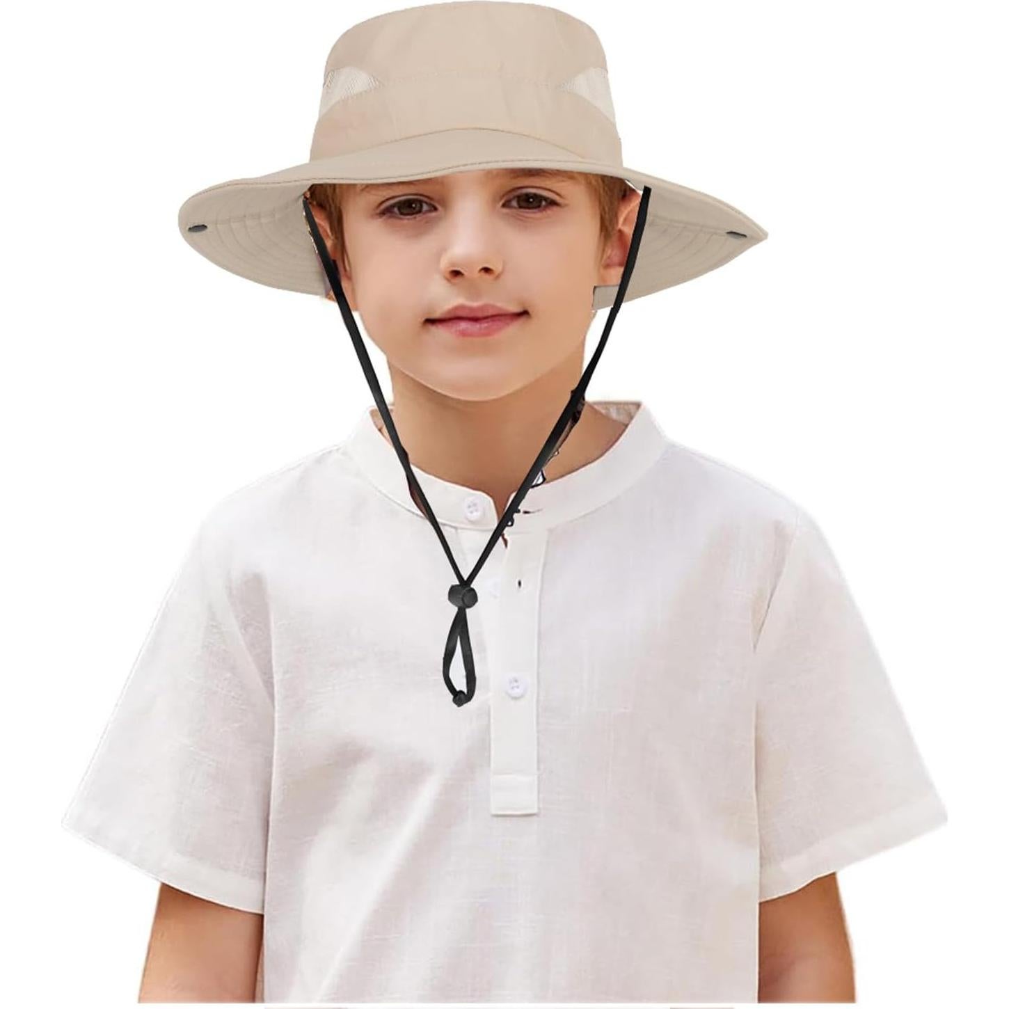 Sombrero de Sol Beige para Niños con Protección UV 5-14 Años