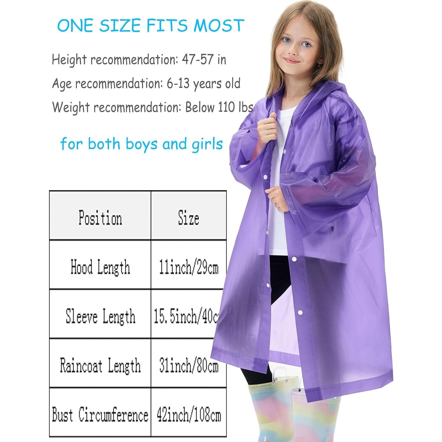 Paquete de 2 Ponchos de Lluvia Reutilizables para Niños - EVA Rosa Púrpura