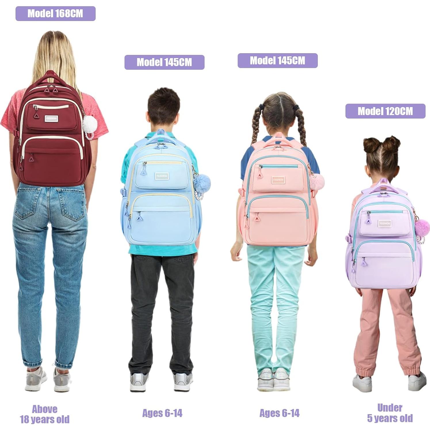 Mochila Escolar para Niñas MOONBABY Púrpura 45x18x34 cm