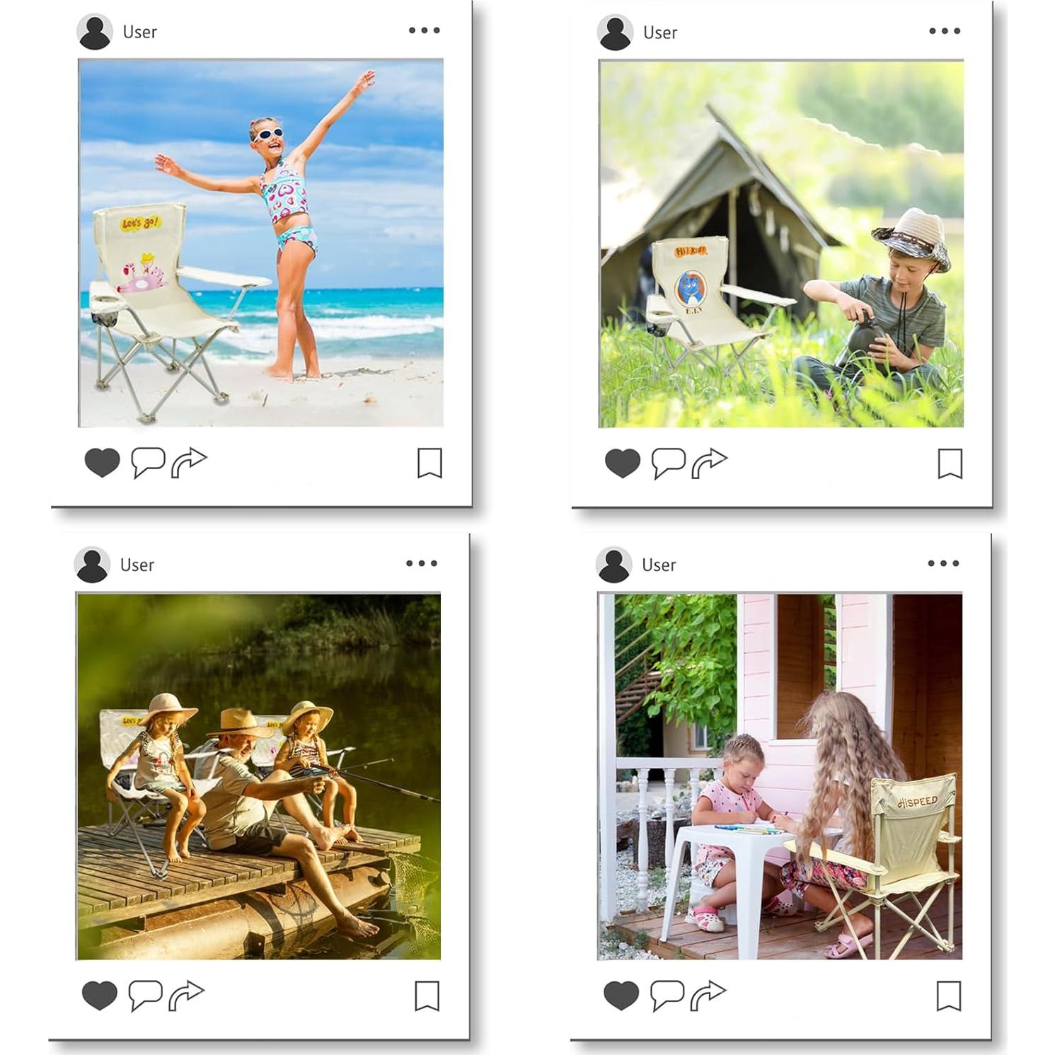 Silla de Camping Plegable para Niños BUSYSIR con Sombrilla Rosa