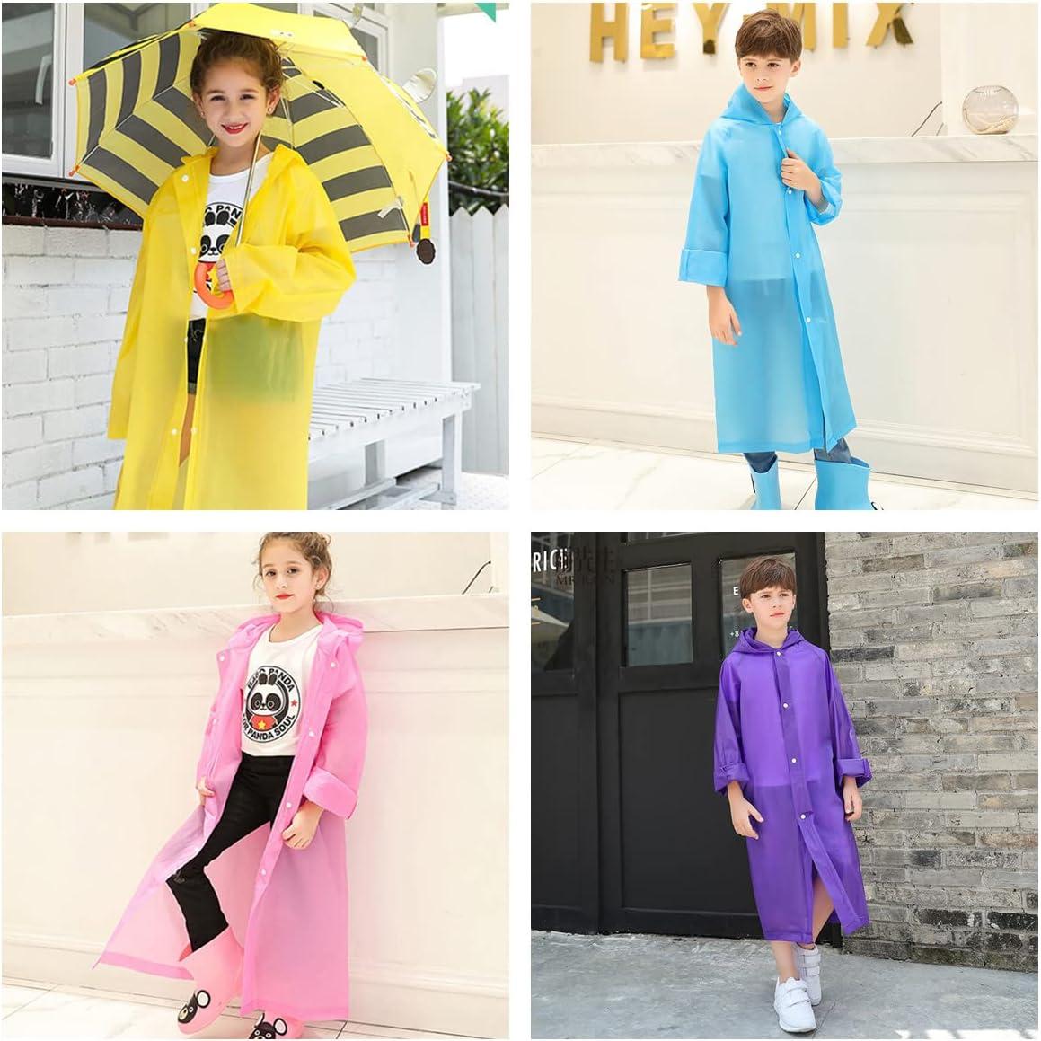 Poncho de Lluvia para Niños YUNLOVXEE 2 Paquetes EVA Rosa/Azul