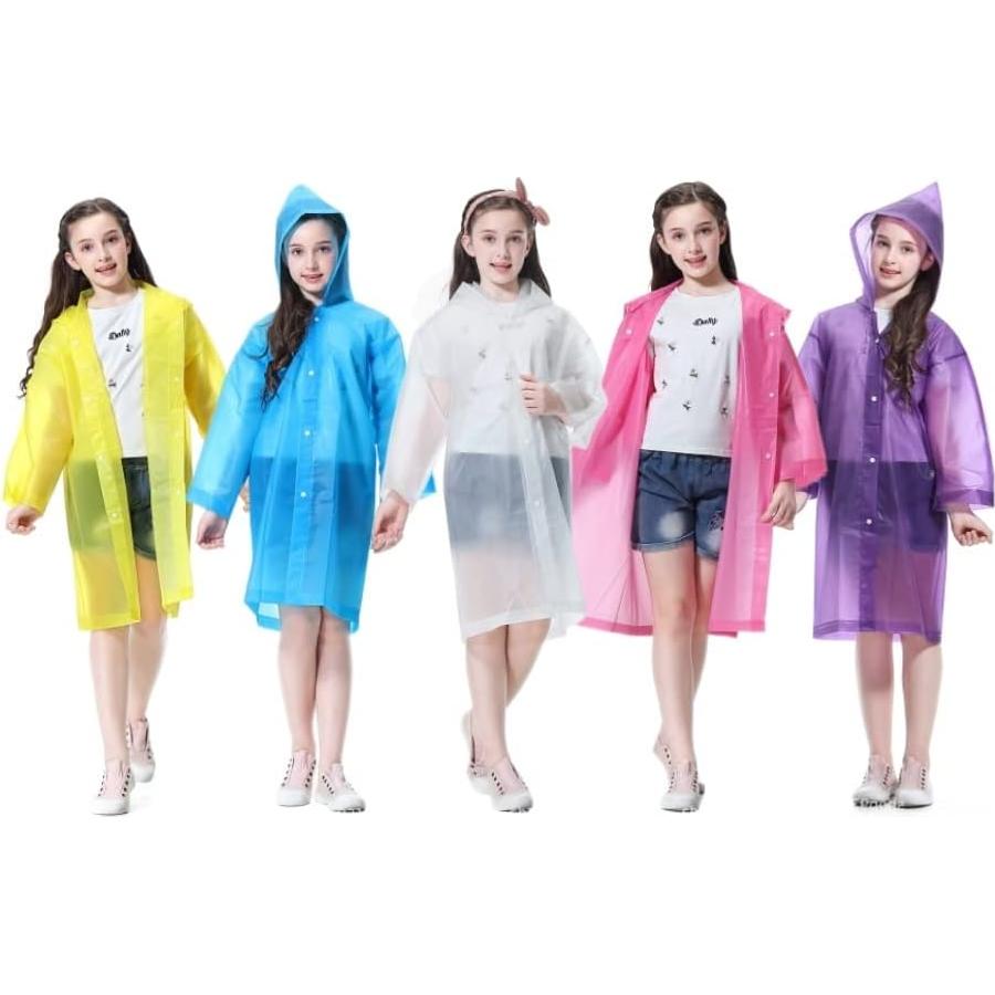 Poncho de Lluvia para Niños YUNLOVXEE 2 Paquetes EVA Rosa/Azul
