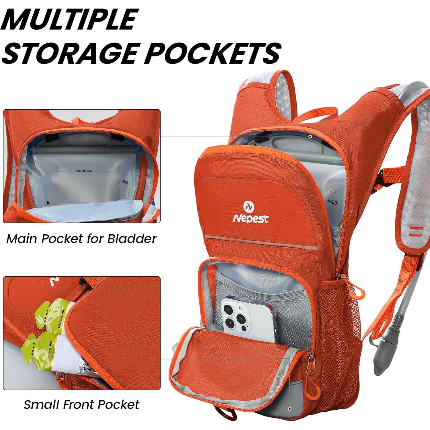 Mochila de Hidratación Mini Nepest 1.5L para Niños Naranja