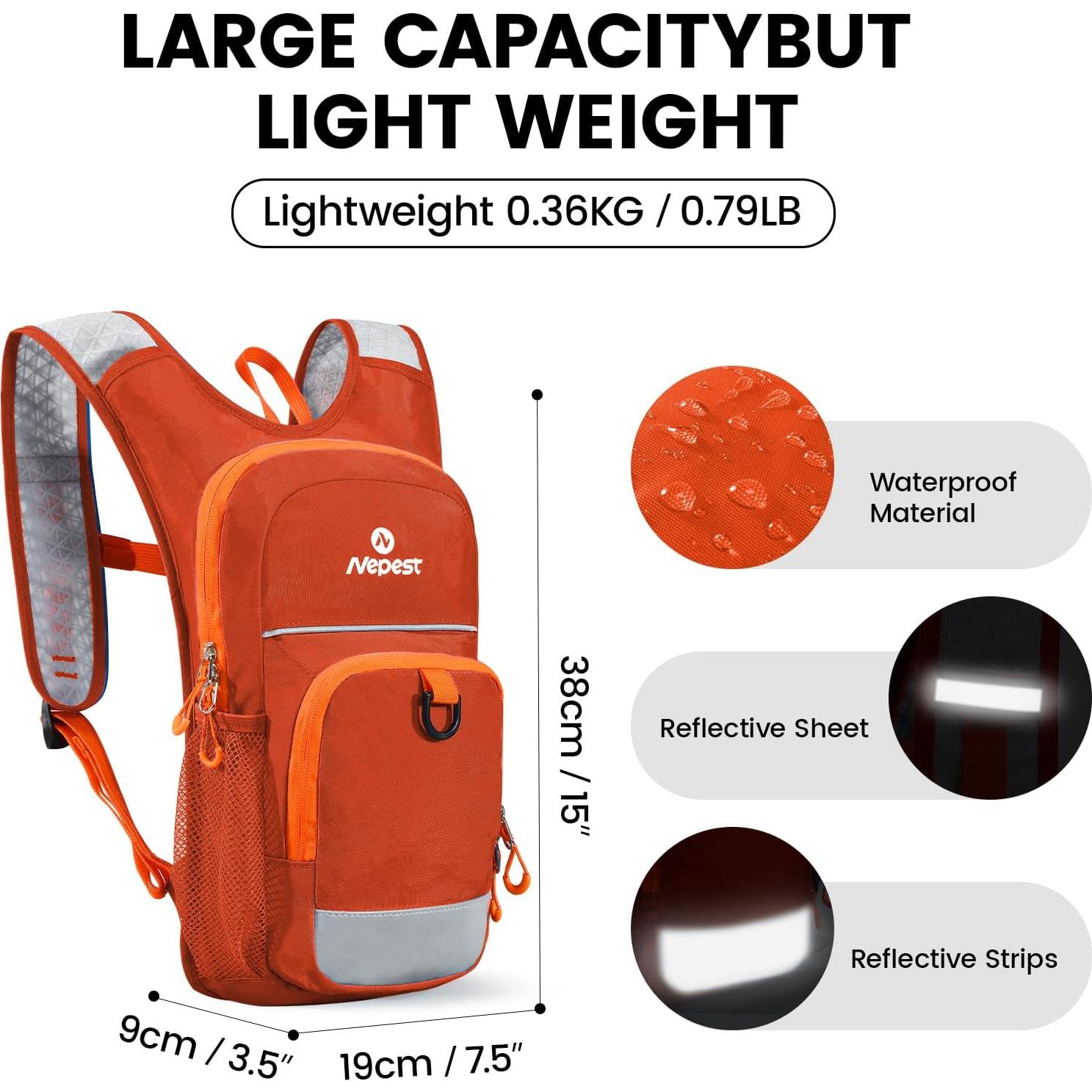 Mochila de Hidratación Mini Nepest 1.5L para Niños Naranja