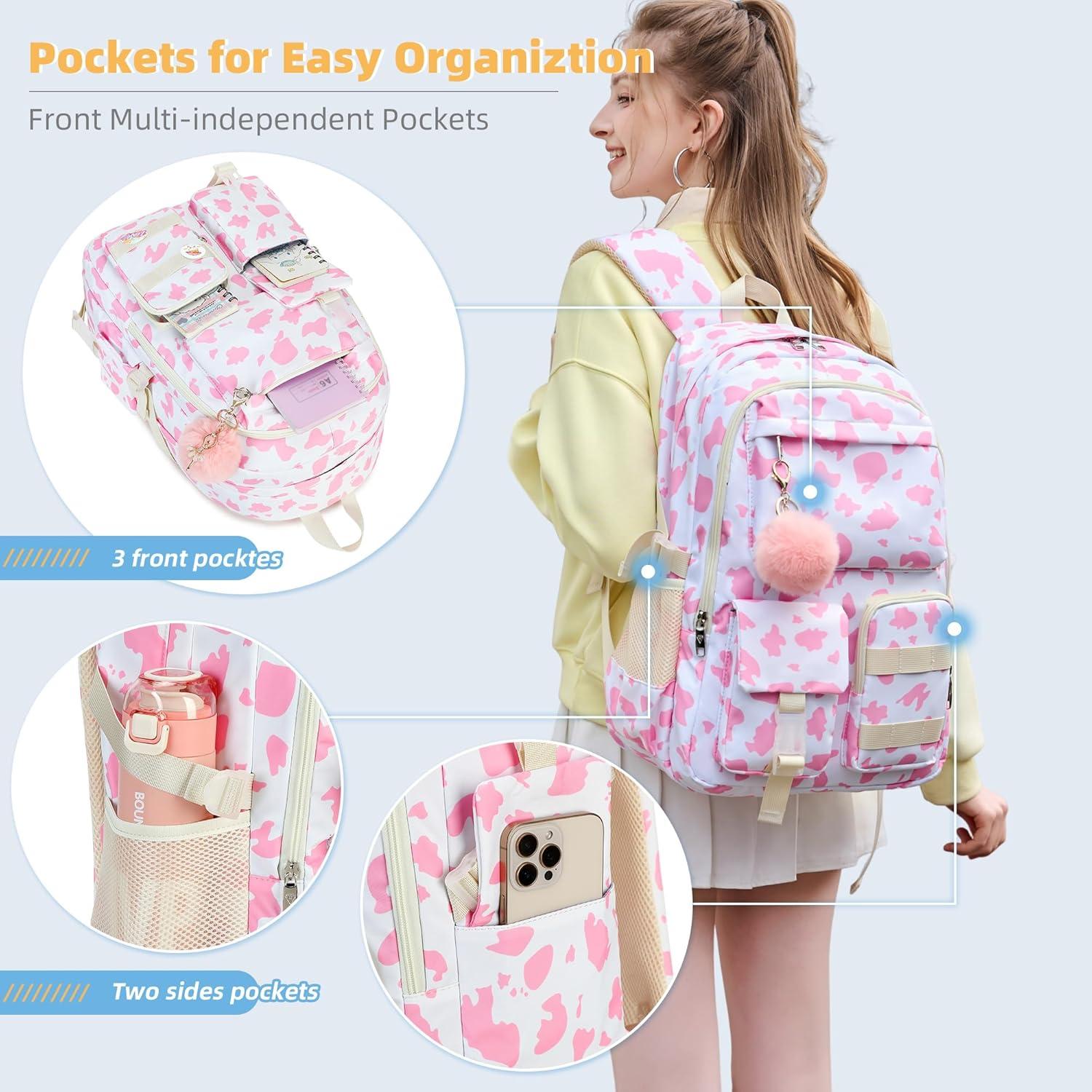 Set de Mochilas para Niñas Hidds 3 PCS Rosa con Almuerzo