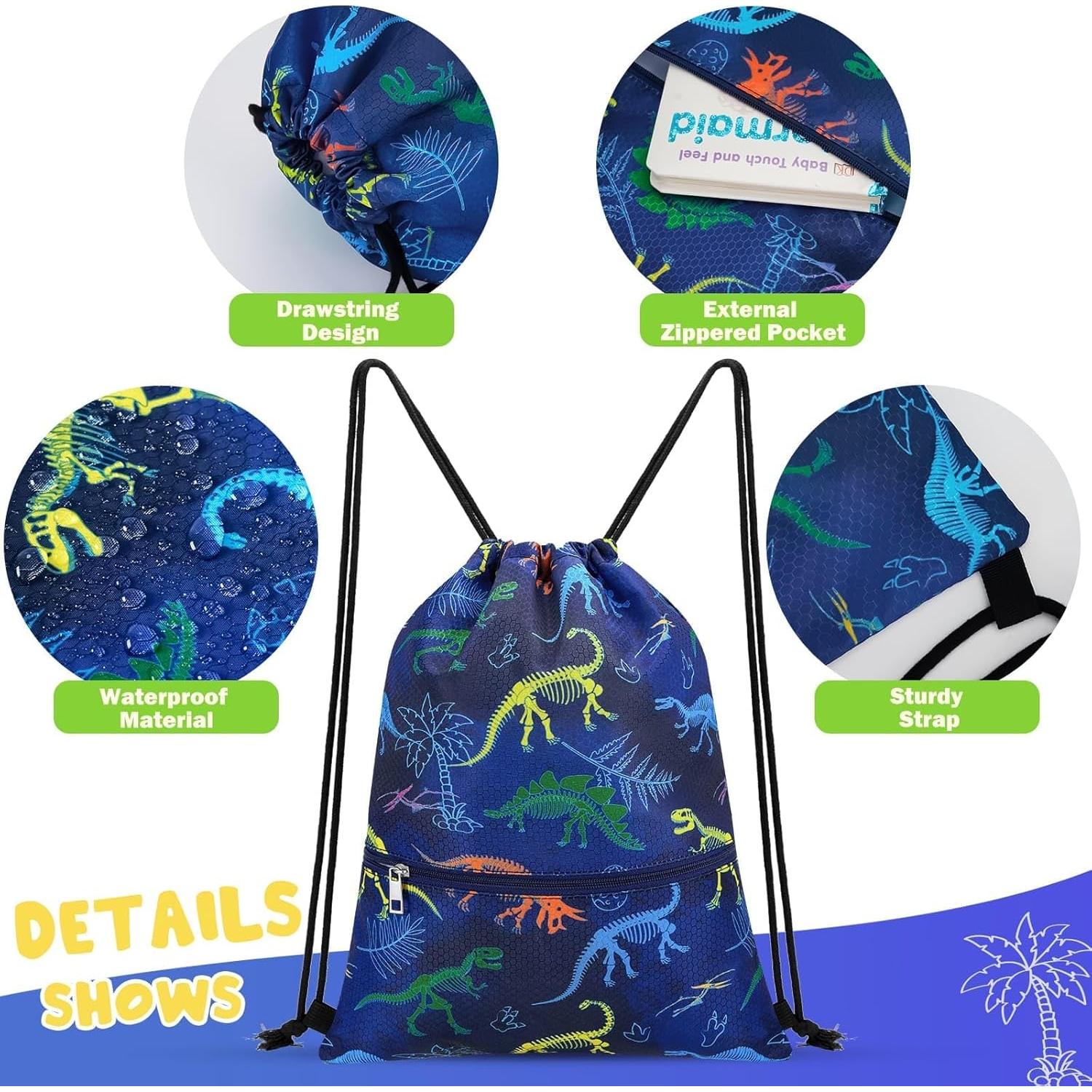 Mochila con cordón WAWSAM Dinosaurio Colorido 33.8x45cm