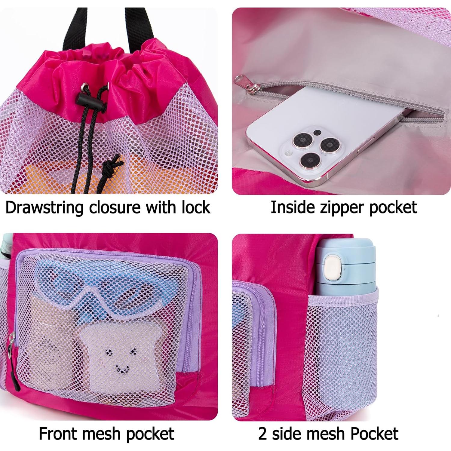 Mochila de Cuerda Morada para Niños - Bolsa de Natación y Playa