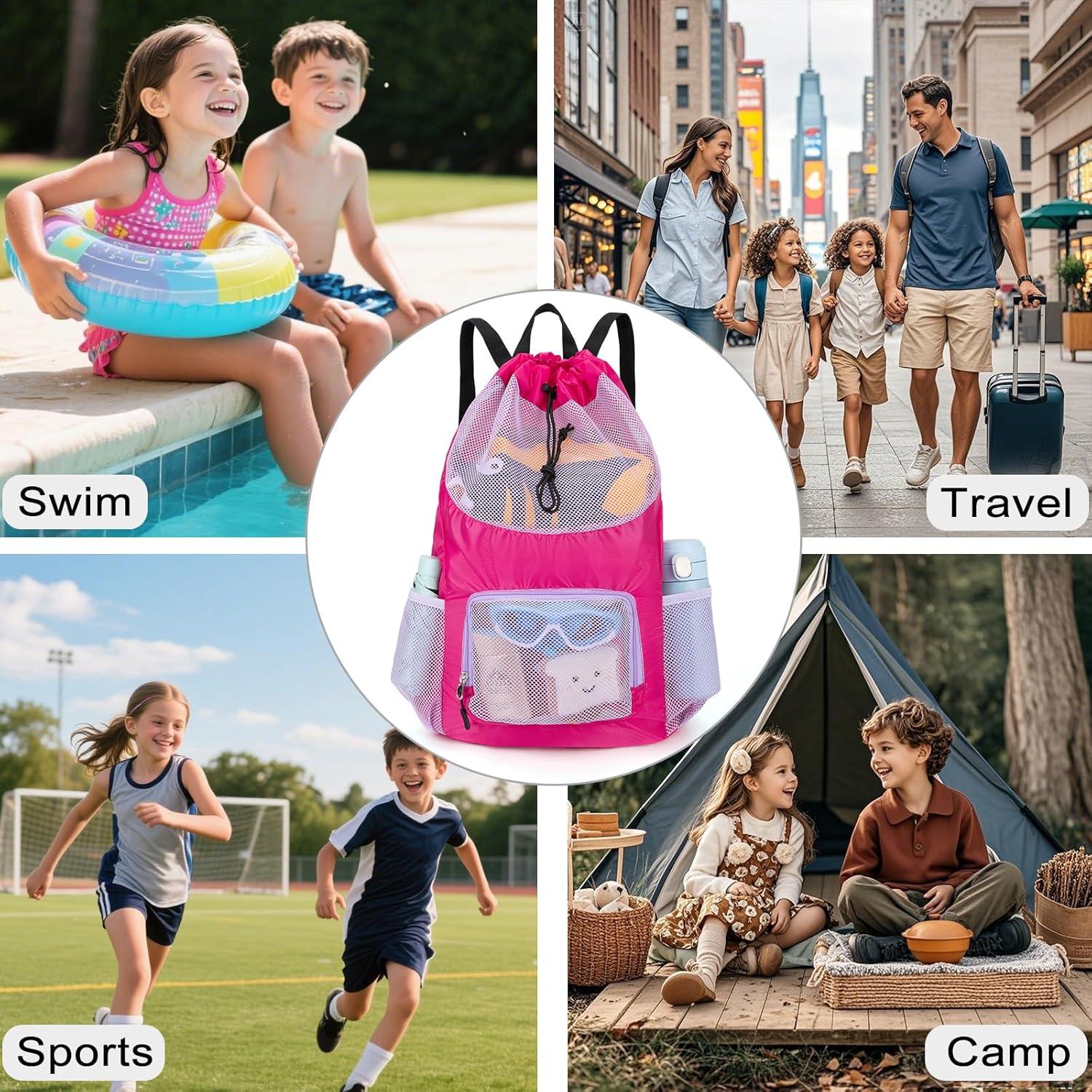 Mochila de Cuerda Morada para Niños - Bolsa de Natación y Playa