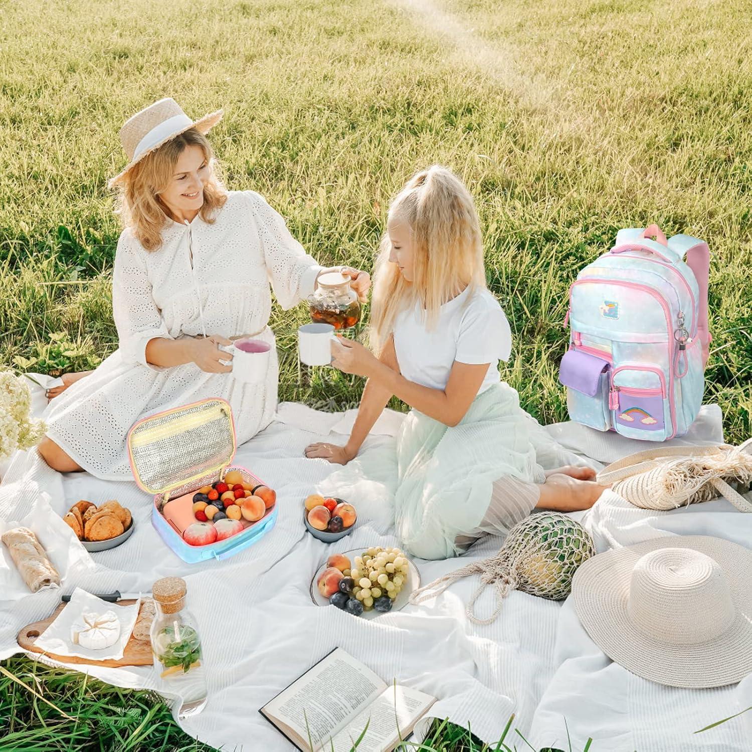 Mochila Escolar para Niñas BYXEPA con Almuerzo Aislado Azul