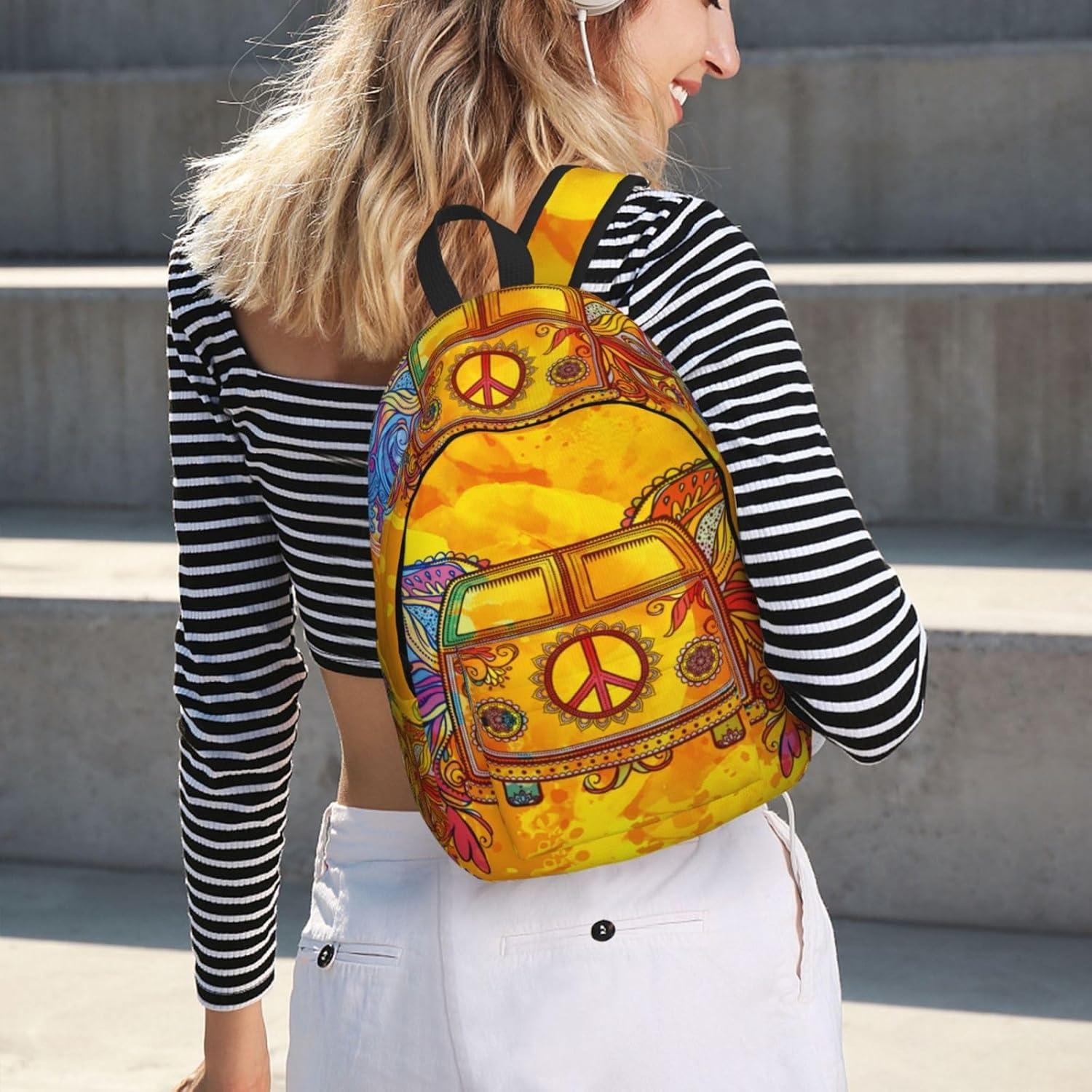 Mochila de Lona GVGOAGL Retro Hippie 45x31 cm 22L