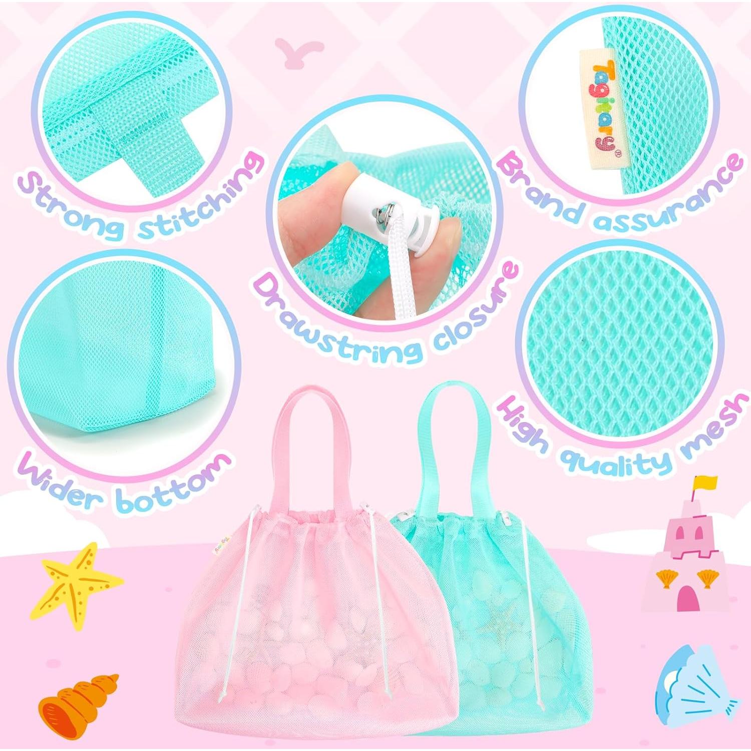 Bolsa de Playa para Niños Tagitary Rosa Azul Ligera y Plegable