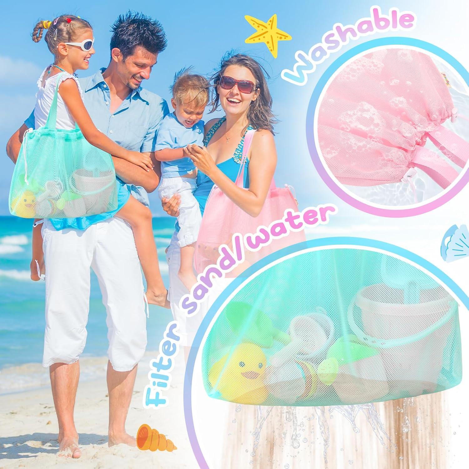 Bolsa de Playa para Niños Tagitary Rosa Azul Ligera y Plegable