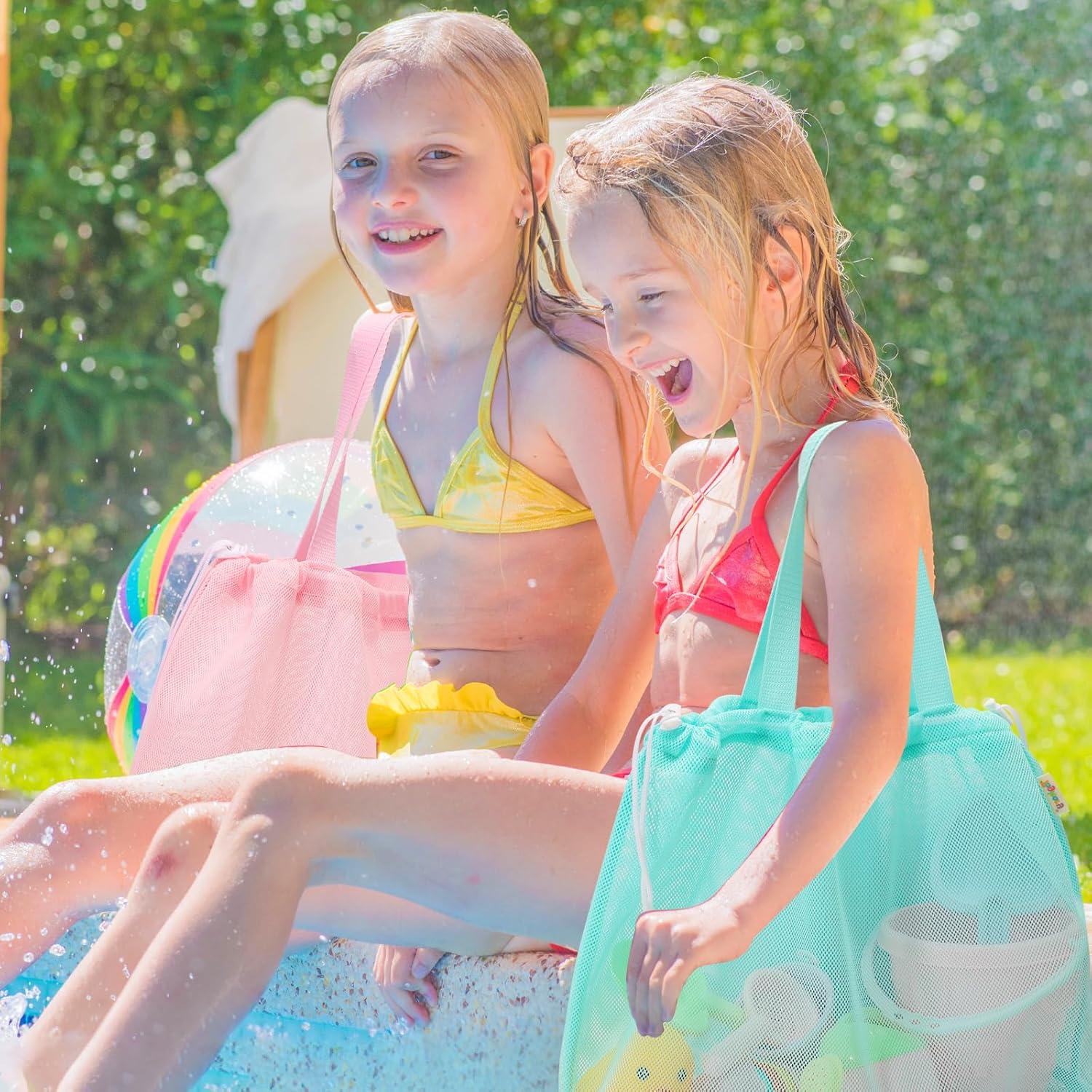 Bolsa de Playa para Niños Tagitary Rosa Azul Ligera y Plegable