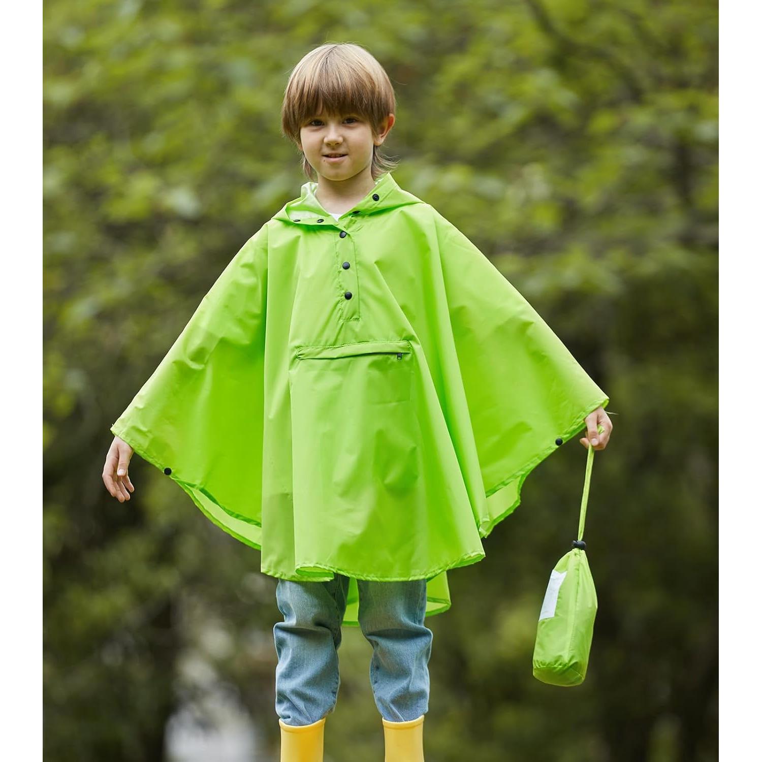 Poncho de Lluvia Impermeable Niños SaphiRose Verde 9-13 Años