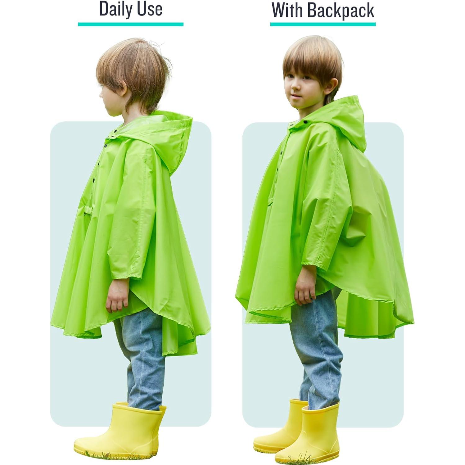 Poncho de Lluvia Impermeable Niños SaphiRose Verde 9-13 Años