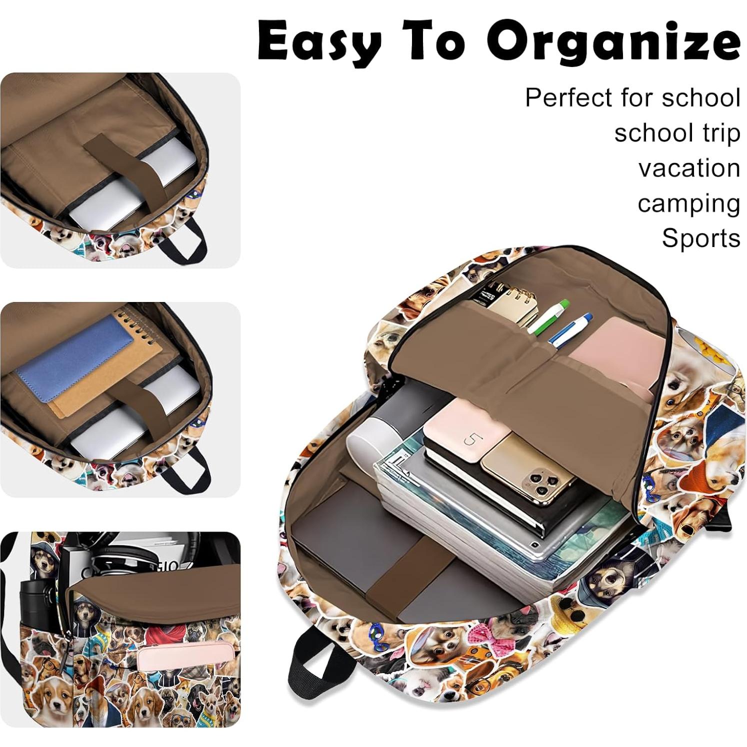 Mochila Escolar ROVOZAR 41 cm Tema Perro para Niños