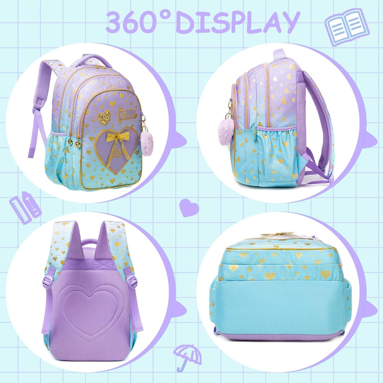 Mochila Escolar para Niñas Meetbelify con Lonchera y Estuche