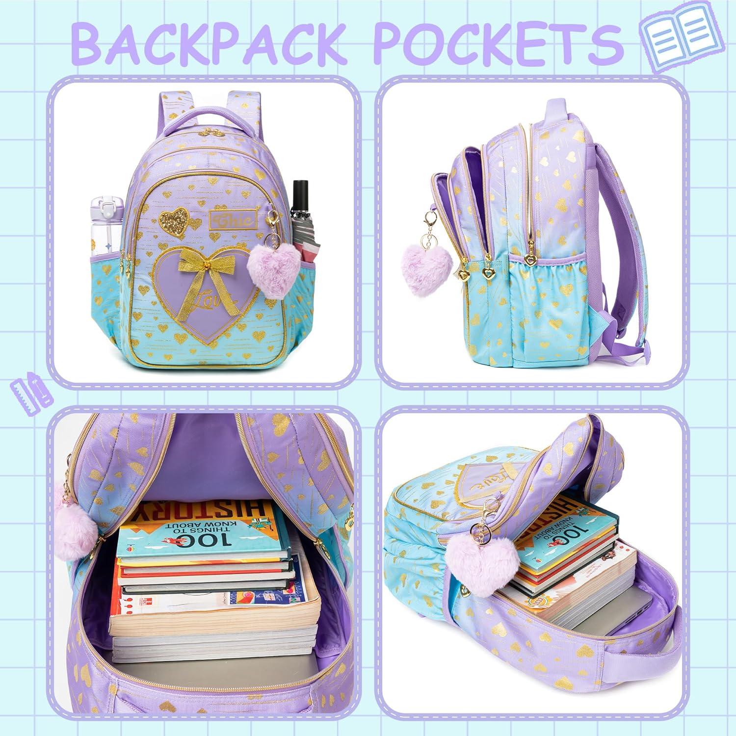 Mochila Escolar para Niñas Meetbelify con Lonchera y Estuche