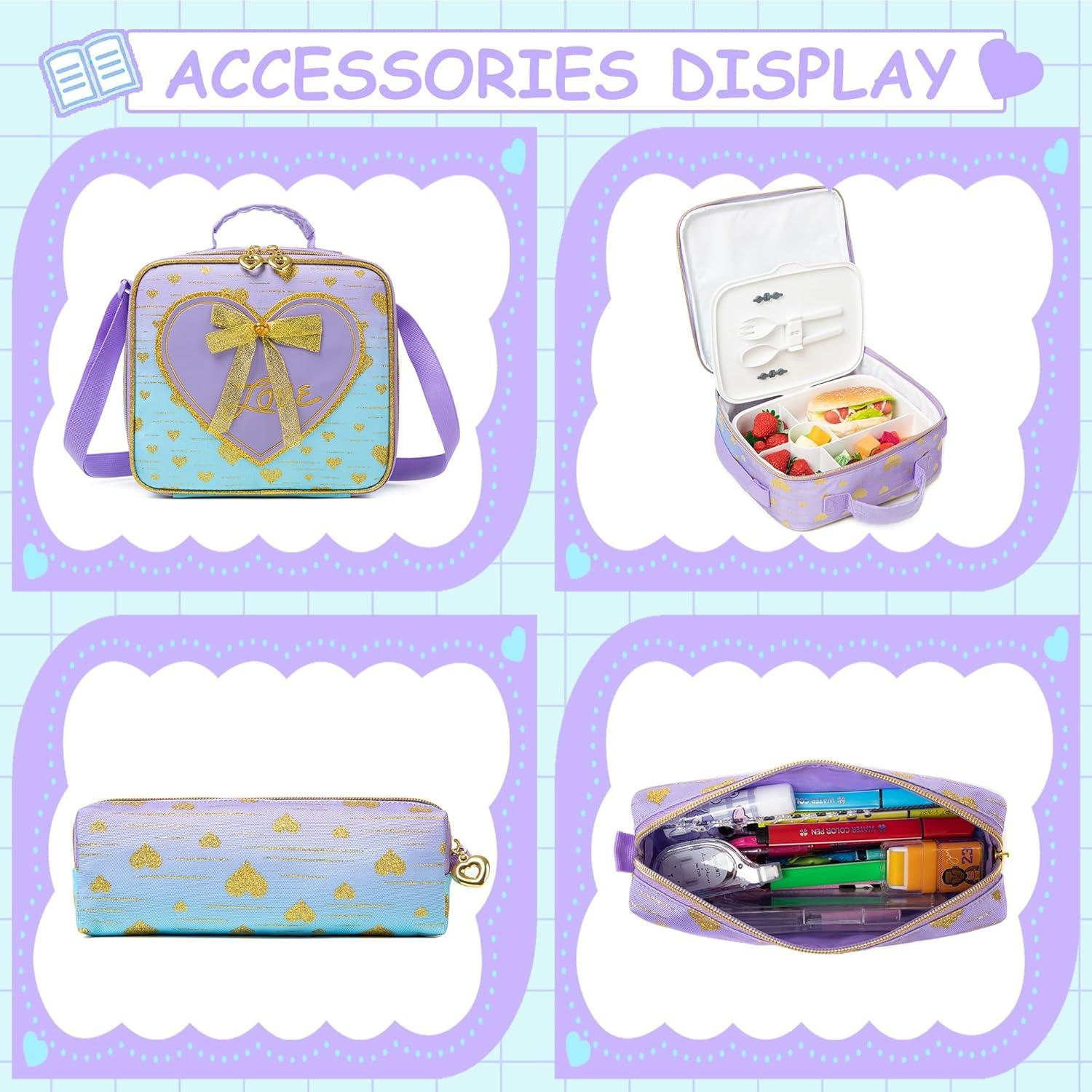 Mochila Escolar para Niñas Meetbelify con Lonchera y Estuche