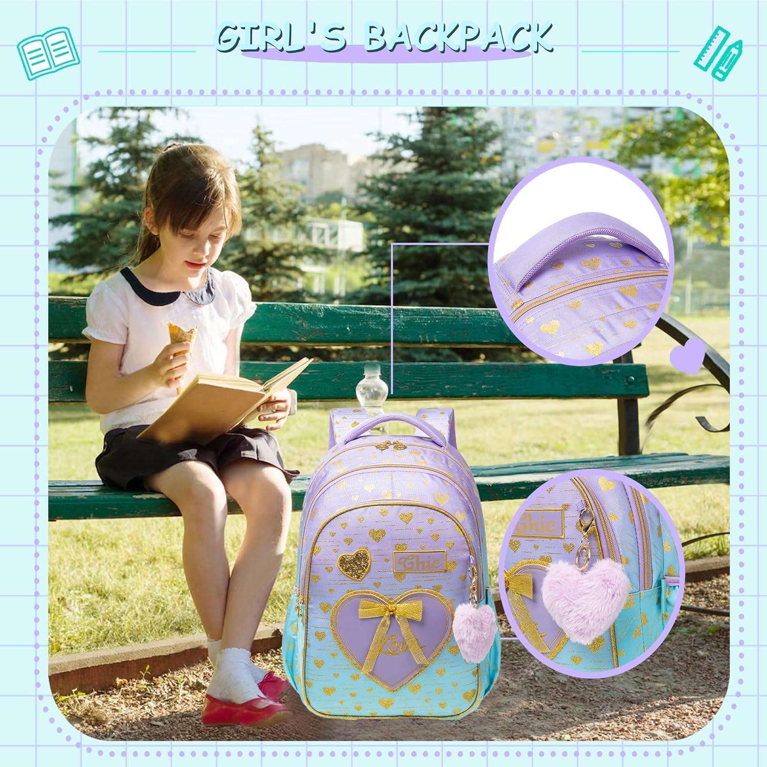 Mochila Escolar para Niñas Meetbelify con Lonchera y Estuche