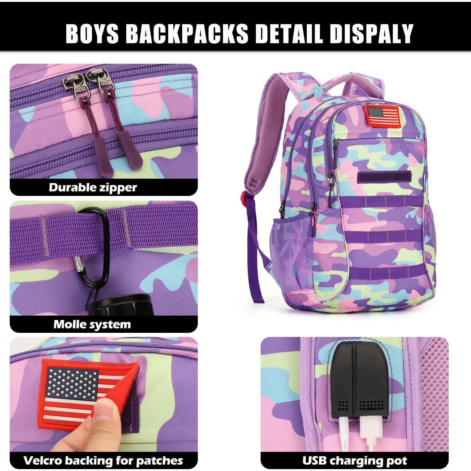 Mochila Camo 4land 40L para Niños con Puerto USB