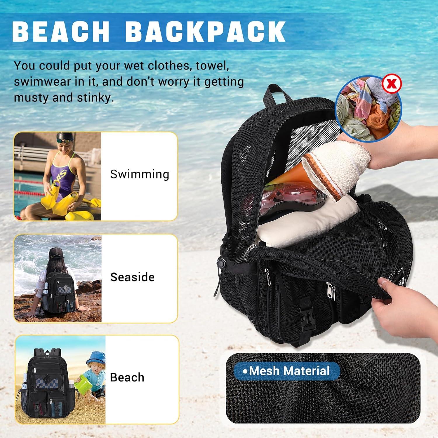 Mochila de Malla Transparente MOONBABY 30L Resistente Negro