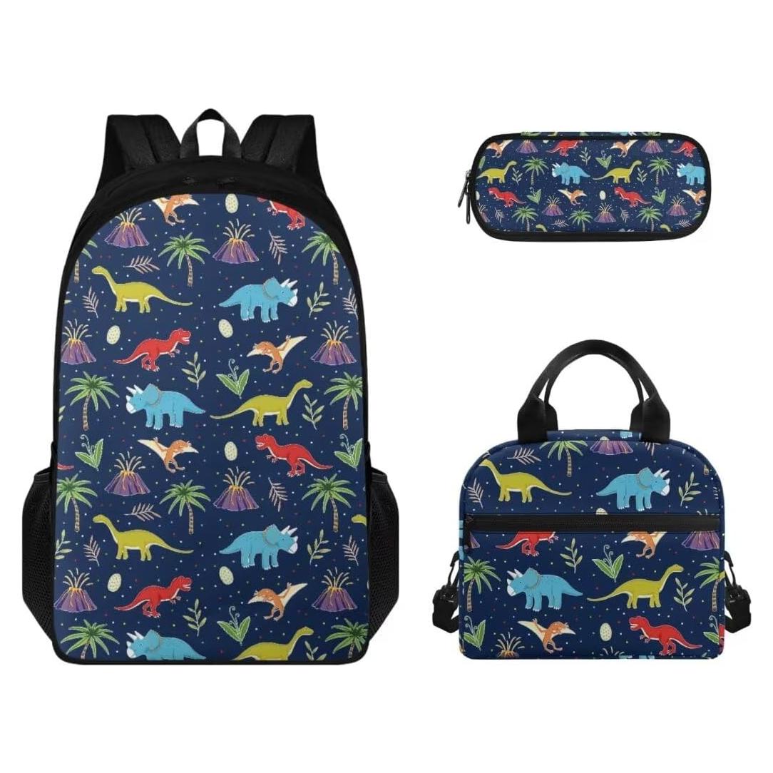Juego de mochilas escolares para niños Dinosaurio 3 en 1