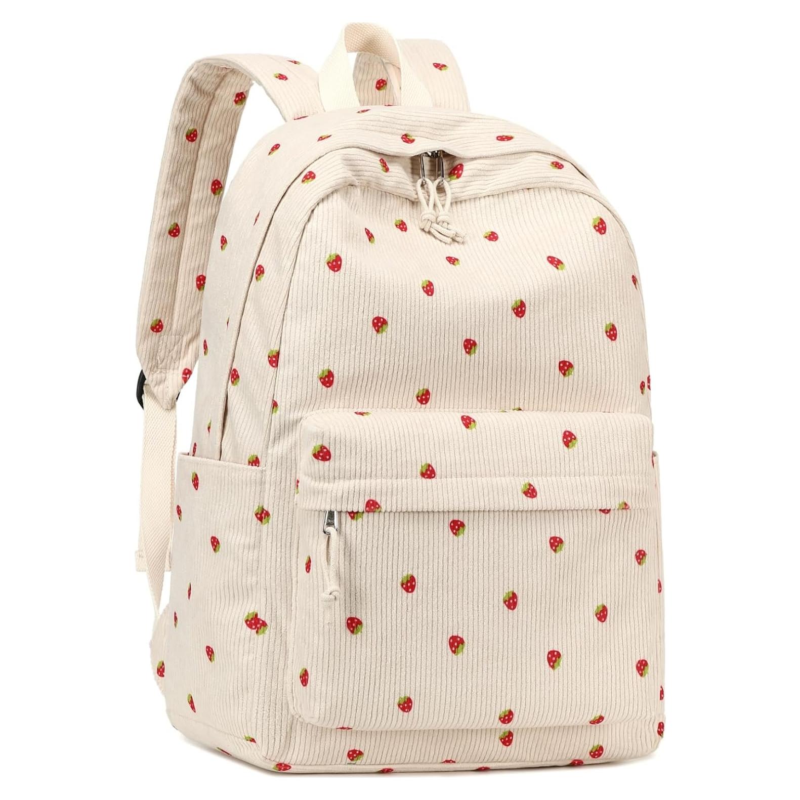 Mochila Escolar LOIDOU Beige Fresa 46x30x15cm para Laptop