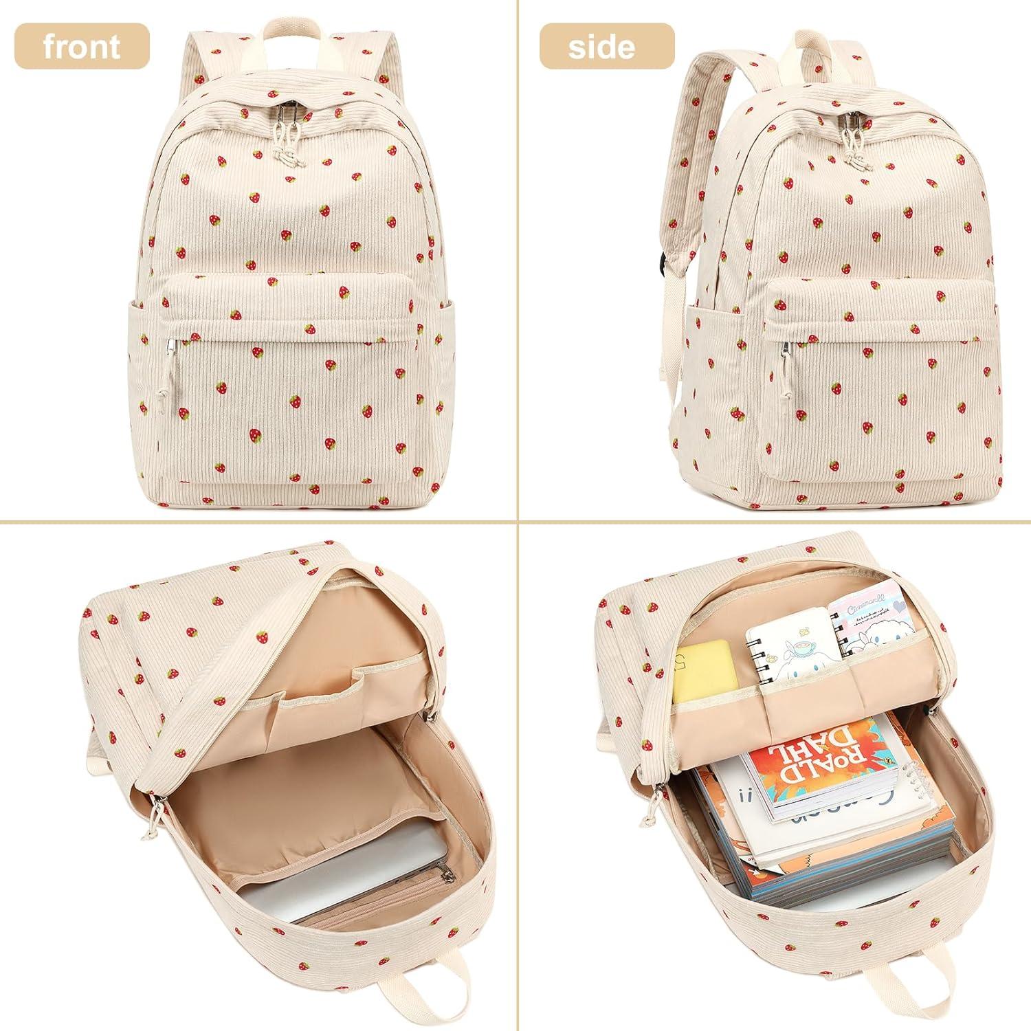 Mochila Escolar LOIDOU Beige Fresa 46x30x15cm para Laptop