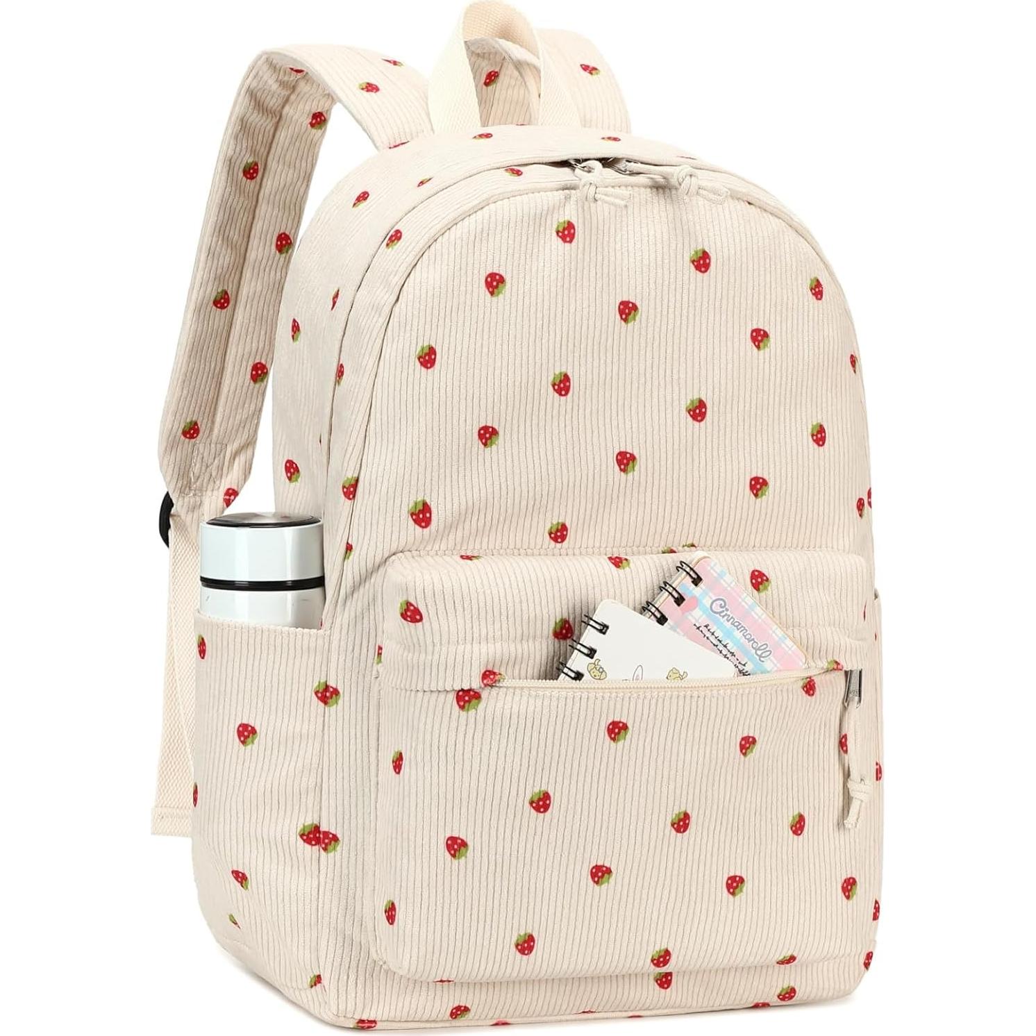 Mochila Escolar LOIDOU Beige Fresa 46x30x15cm para Laptop