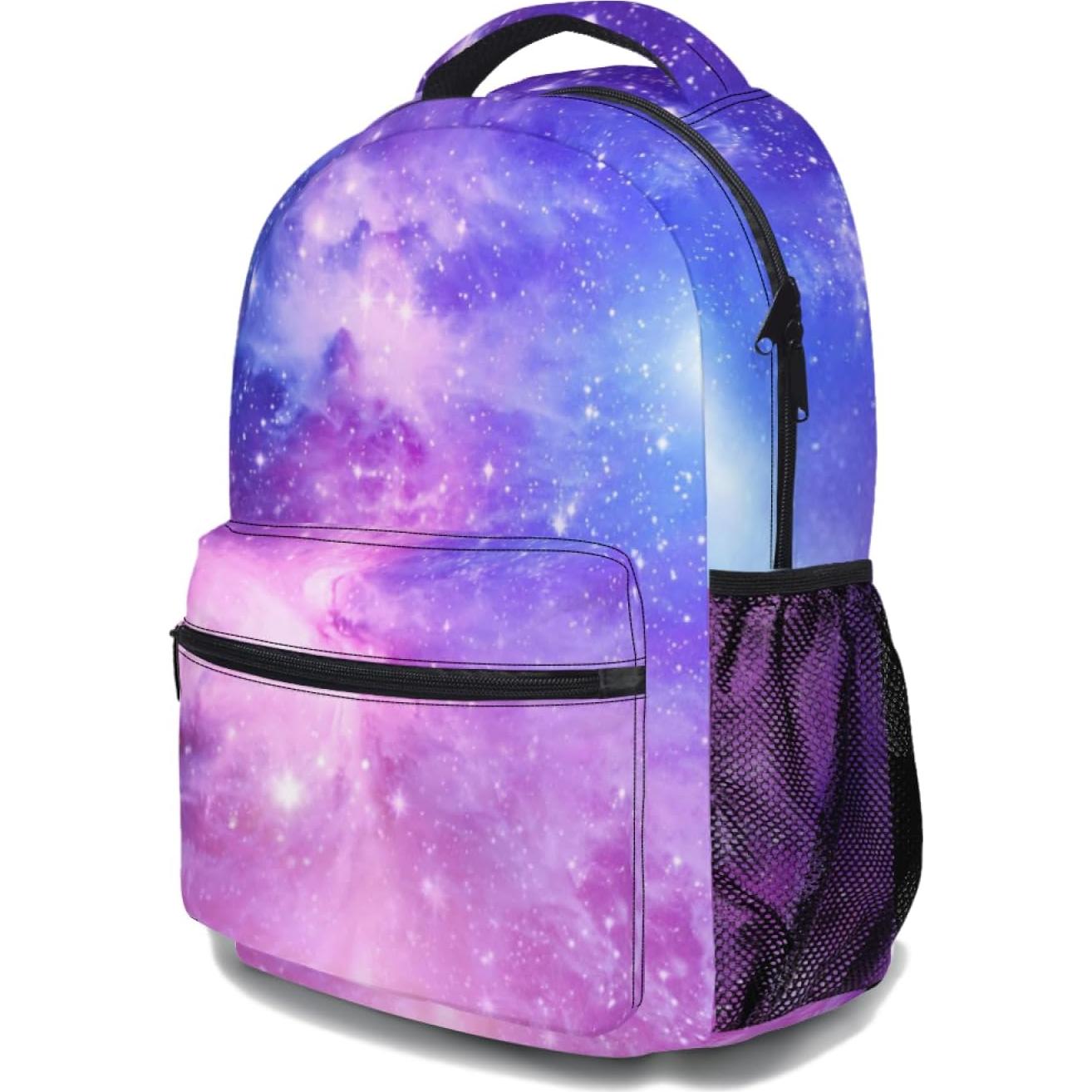 Mochila Galaxia Púrpura Niños Niñas 44x32x15cm Escolar