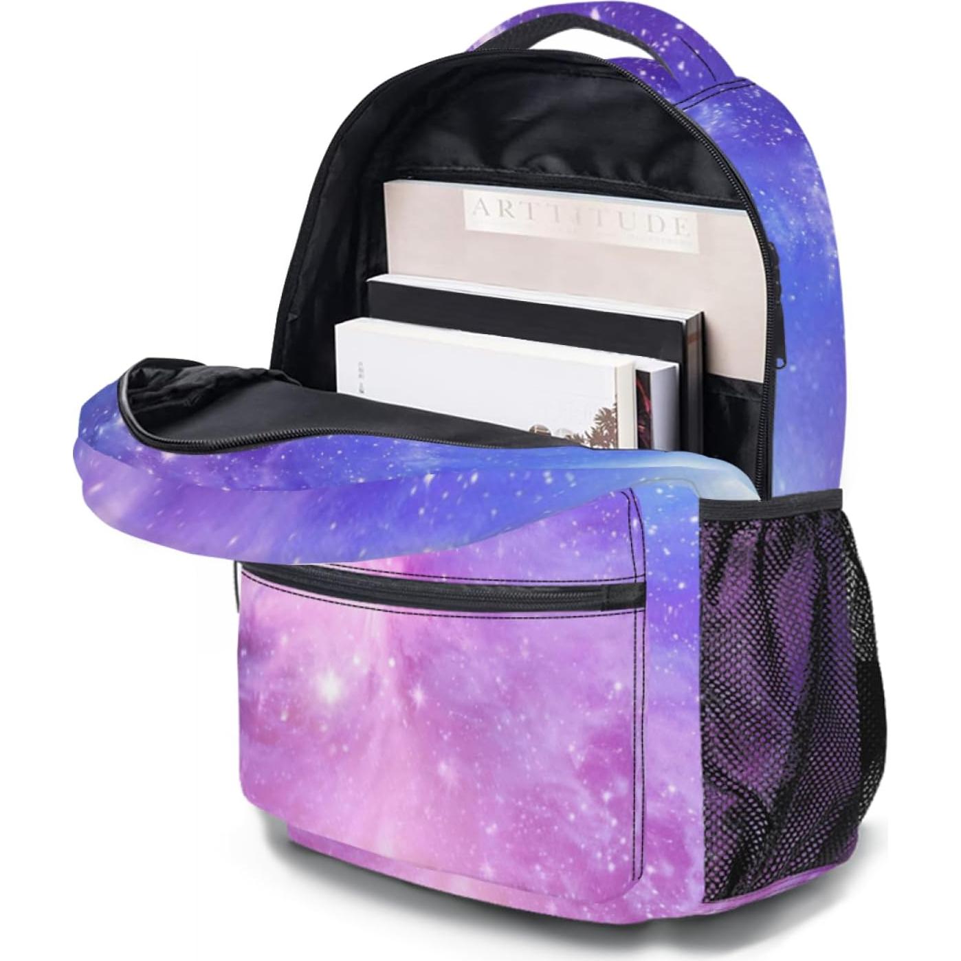 Mochila Galaxia Púrpura Niños Niñas 44x32x15cm Escolar