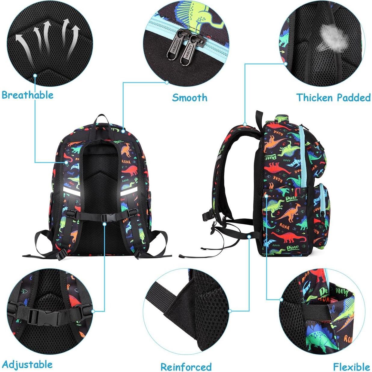 Mochila Vaschy para Niños 12L Diseño Dinosaurio Negro