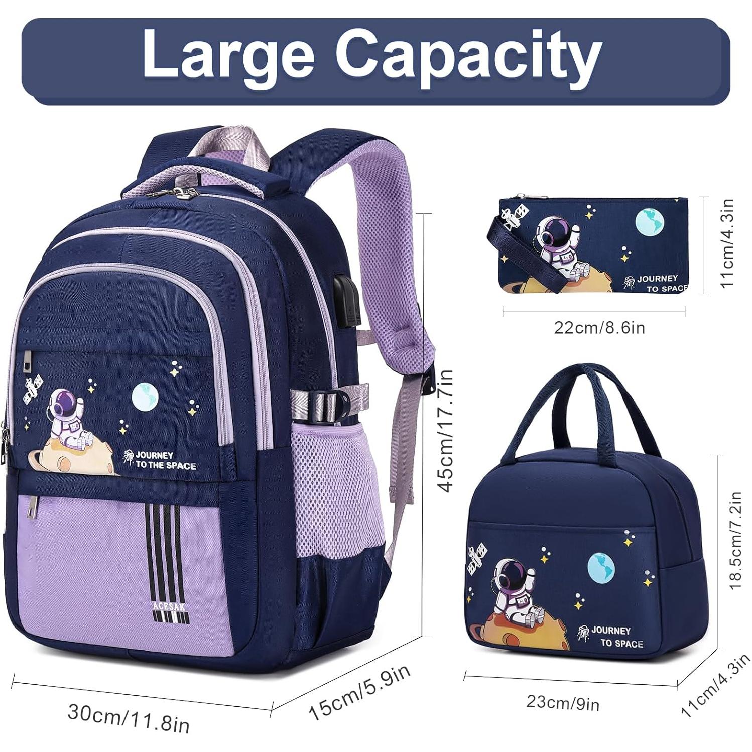 Mochila Escolar Impermeable ACESAK para Niñas 30x15x45cm