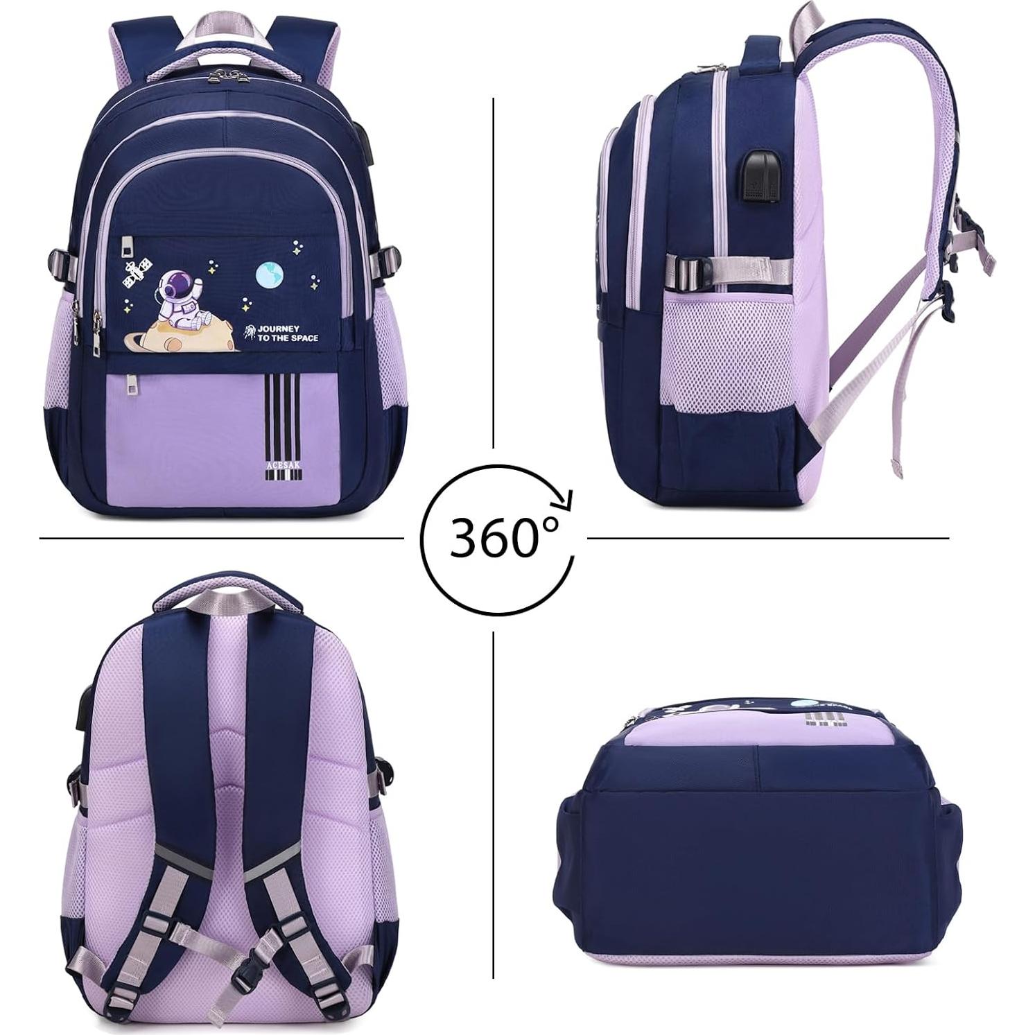 Mochila Escolar Impermeable ACESAK para Niñas 30x15x45cm